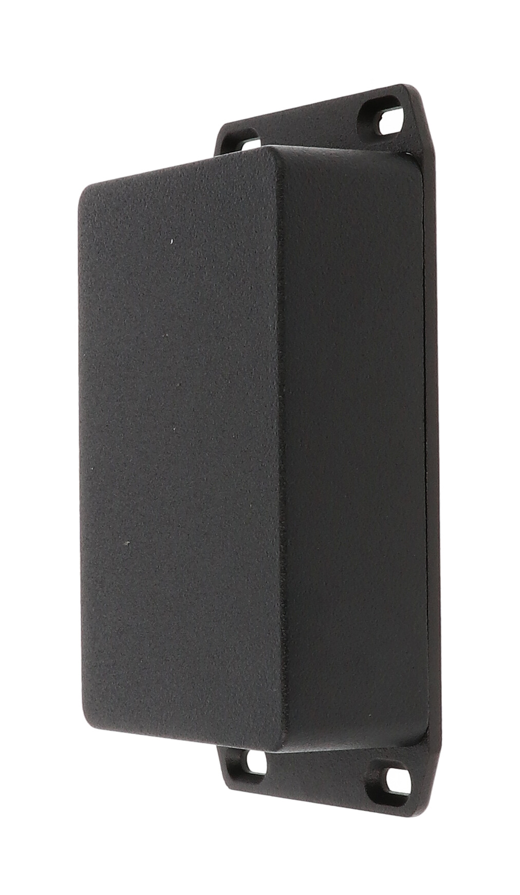 1590B3FLBK textured black diecast aluminum enclosure with flanged mounting lid