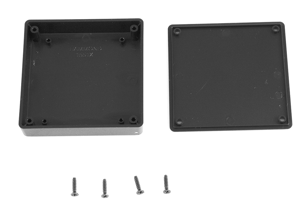 1551XXBK black ABS miniature enclosure, 80 x 80 x 15 mm