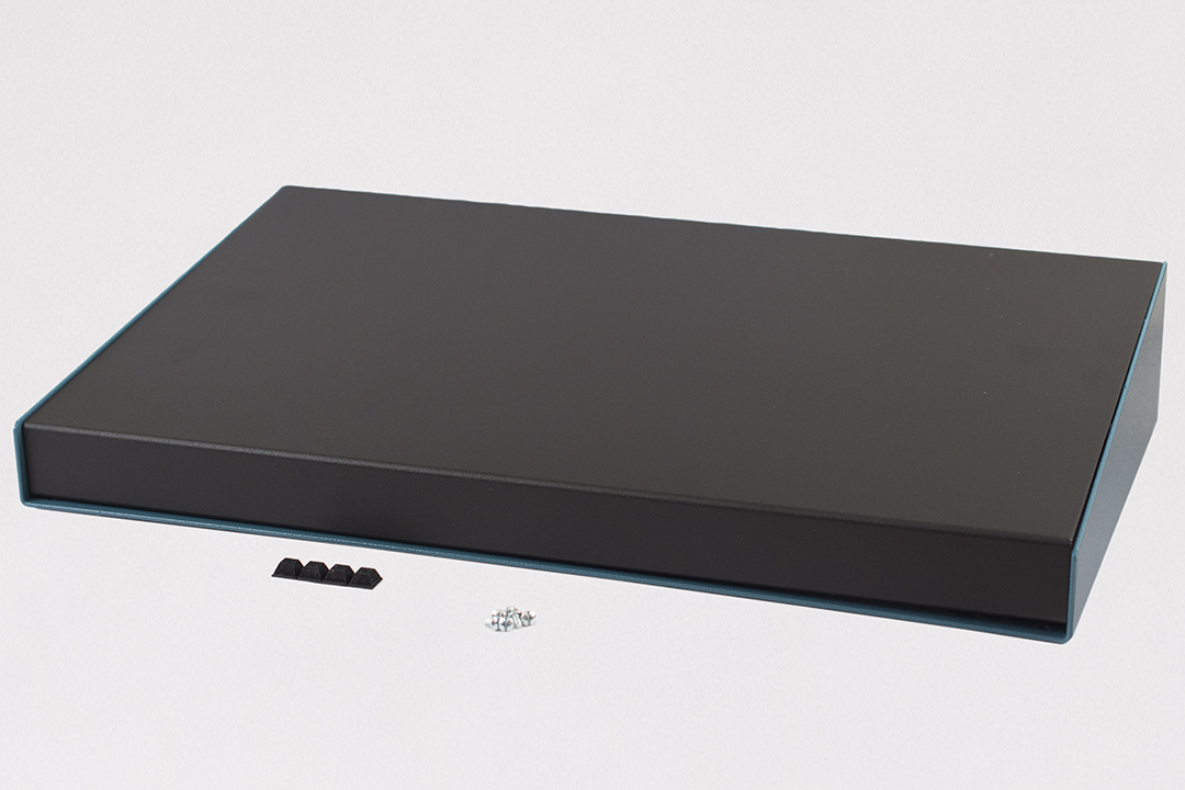 1456WL1BKBU — sloped metal console; 10 degree; black top; blue case