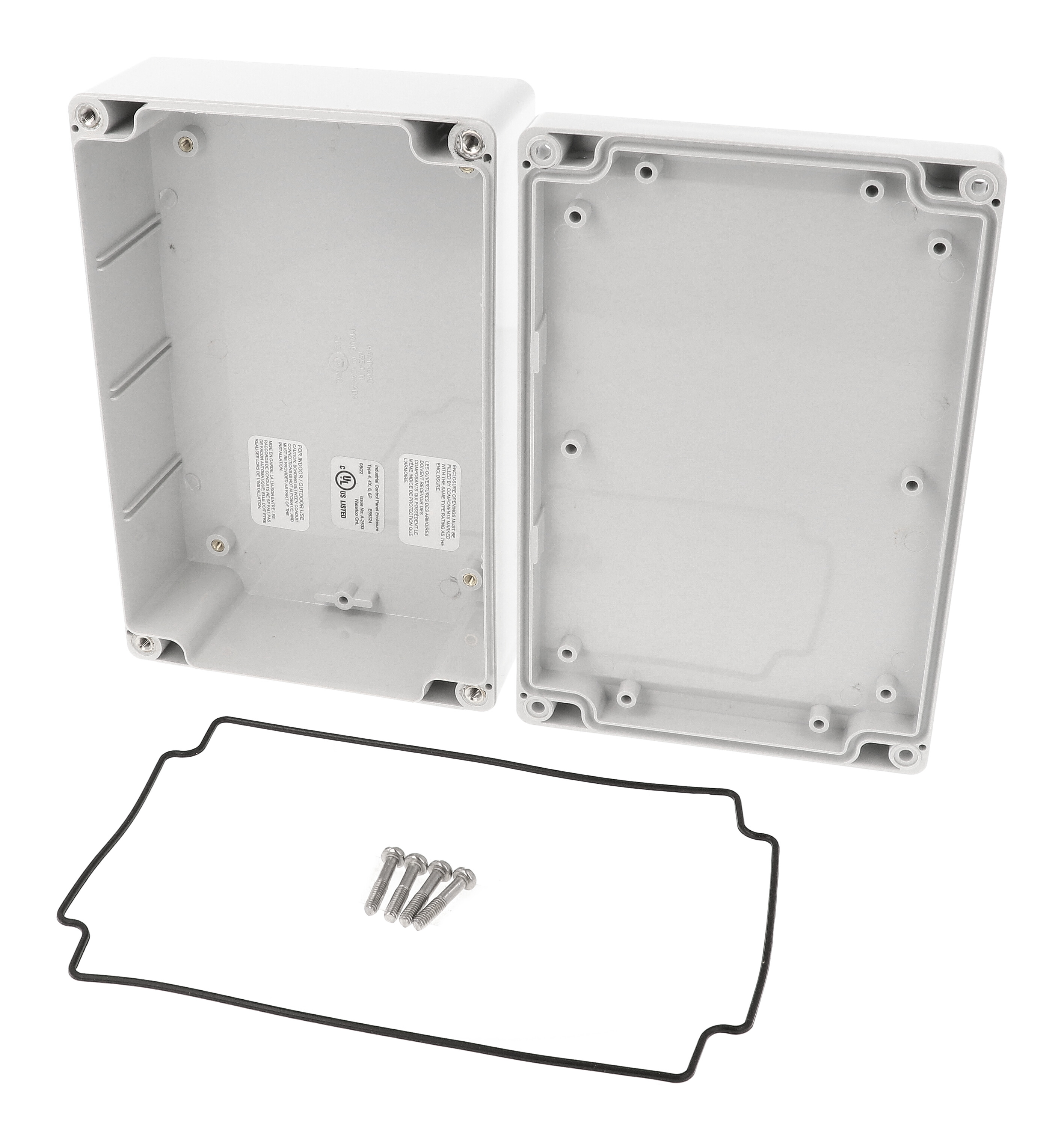1555H2GY light gray polycarbonate watertight enclosure with styled lid, 180 x 120 x 61 mm