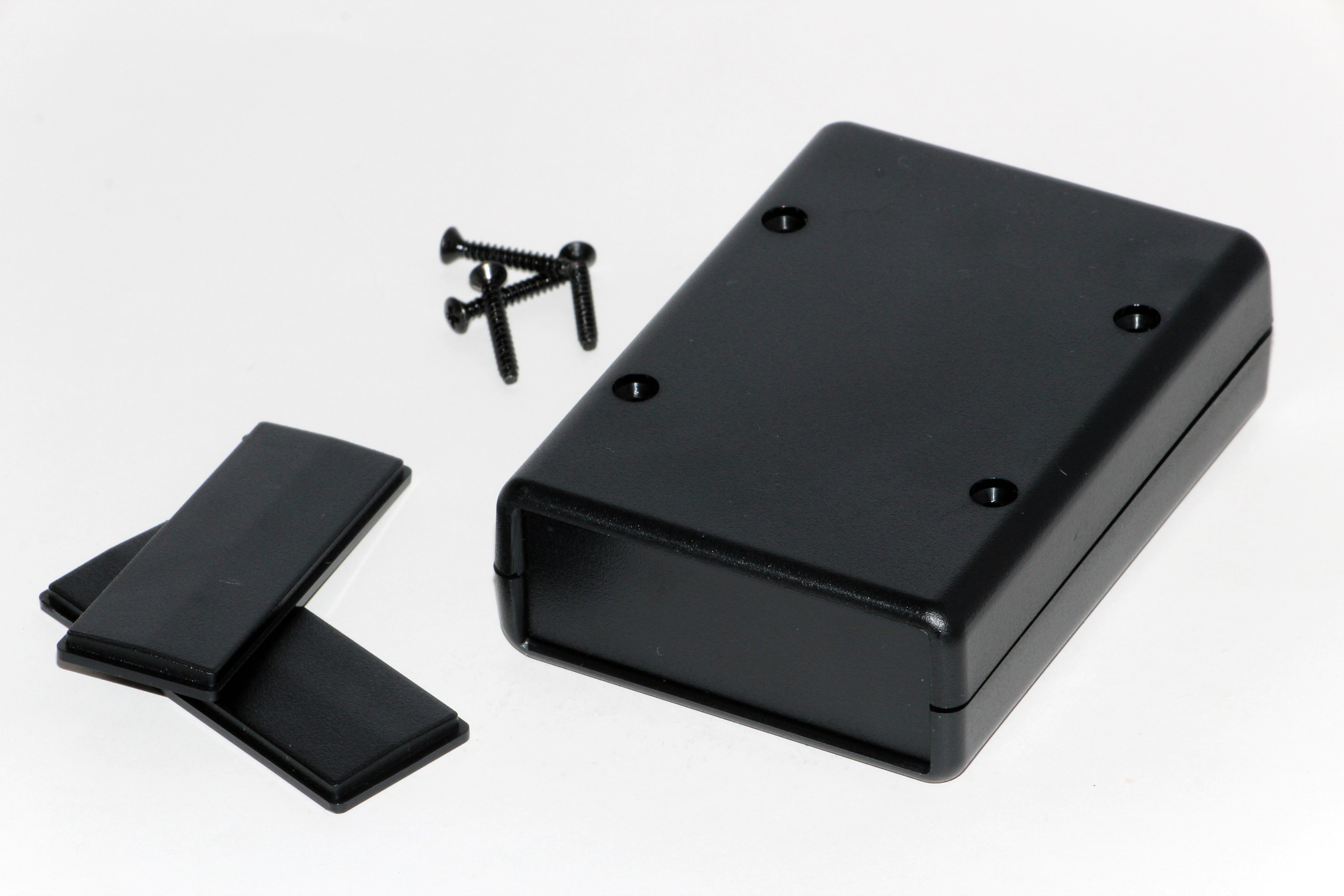 1593LBK black handheld ABS enclosure with removable end panels