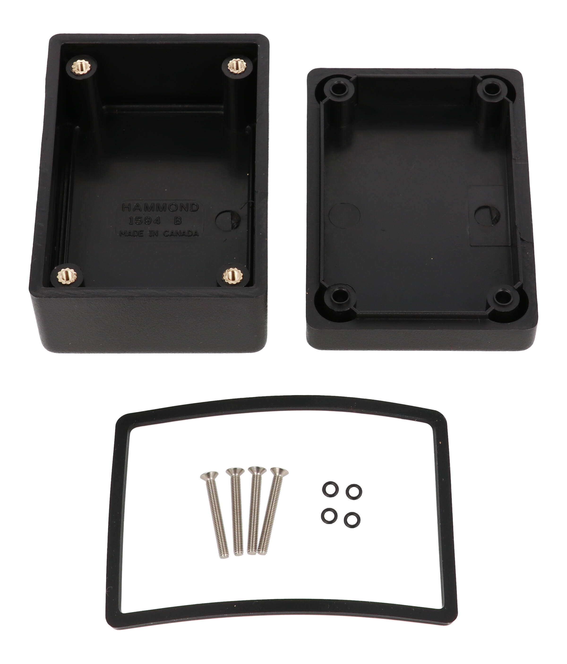 1594BWBK black water-tight flame retardant abs 1594B enclosure, 81 x 56 x 40 mm, with lid