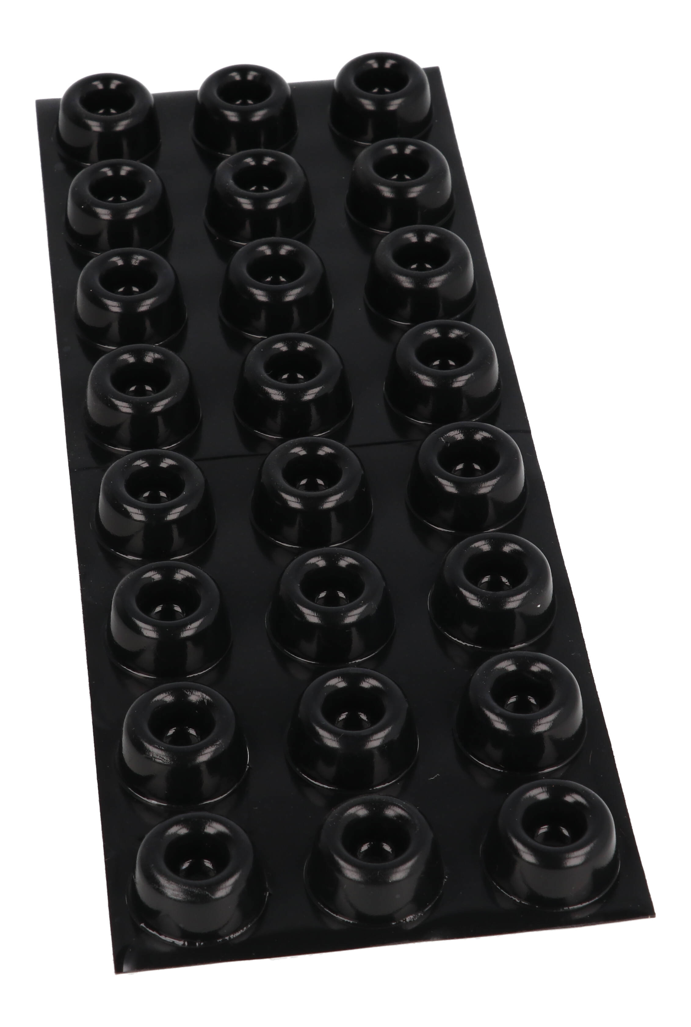 1421T9BK black 0.88 in round self-adhesive rubber feet, package of 24