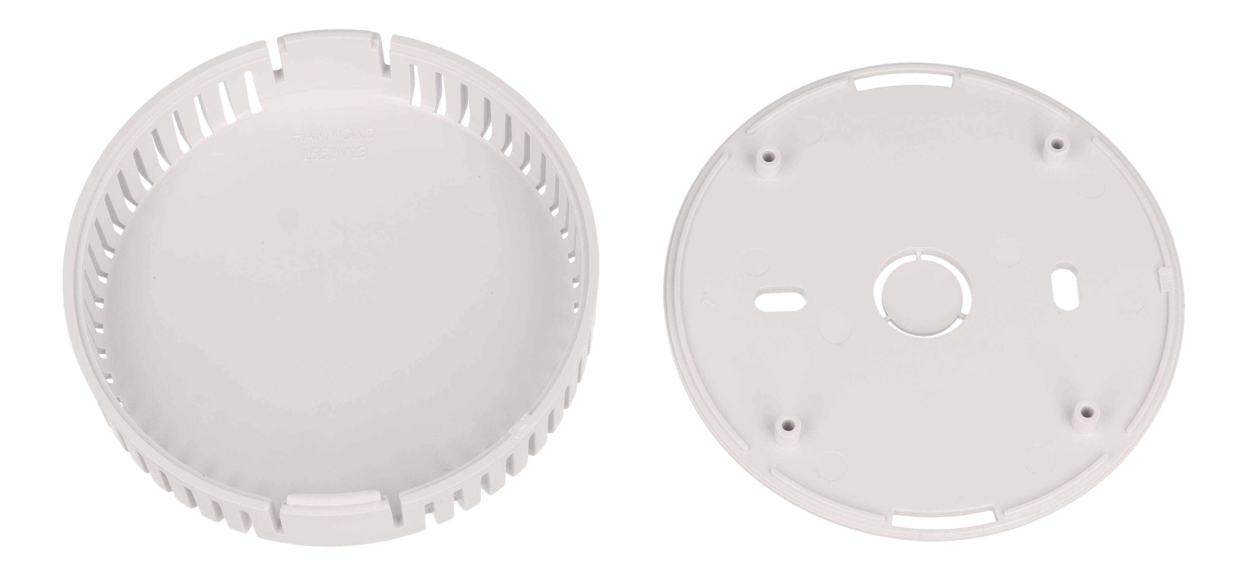 1551V13WH white vented round ABS snap-fit sensor enclosure with wall-mount base