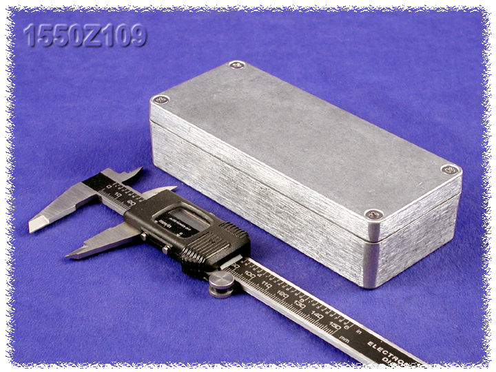 Hammond 1550Z109 natural unpainted watertight diecast aluminum enclosure, 150 x 64 x 36 mm, with lid and cover screws