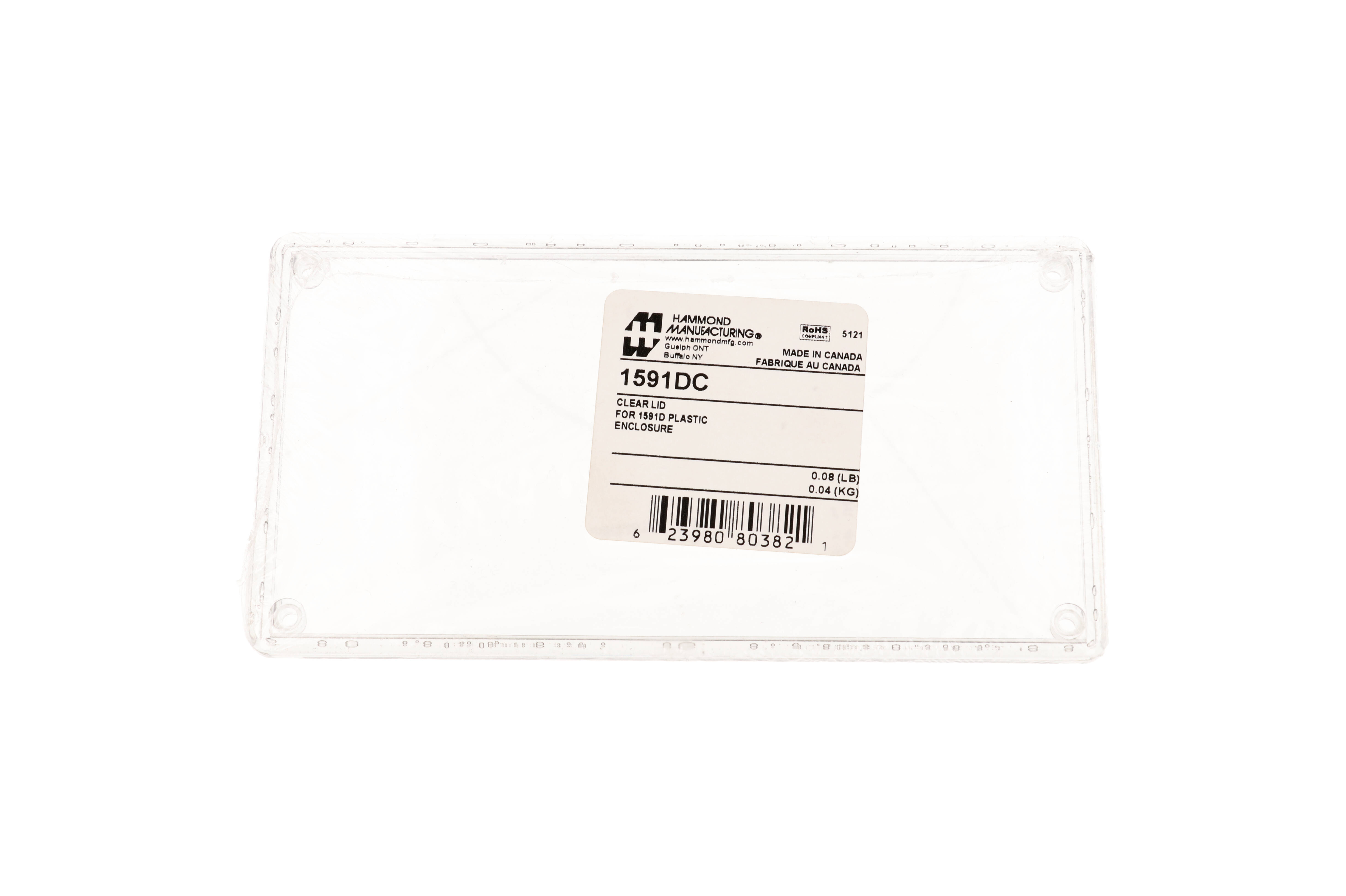 1591DC clear polycarbonate lid for 1591D enclosures, 150 x 80 x 6 mm