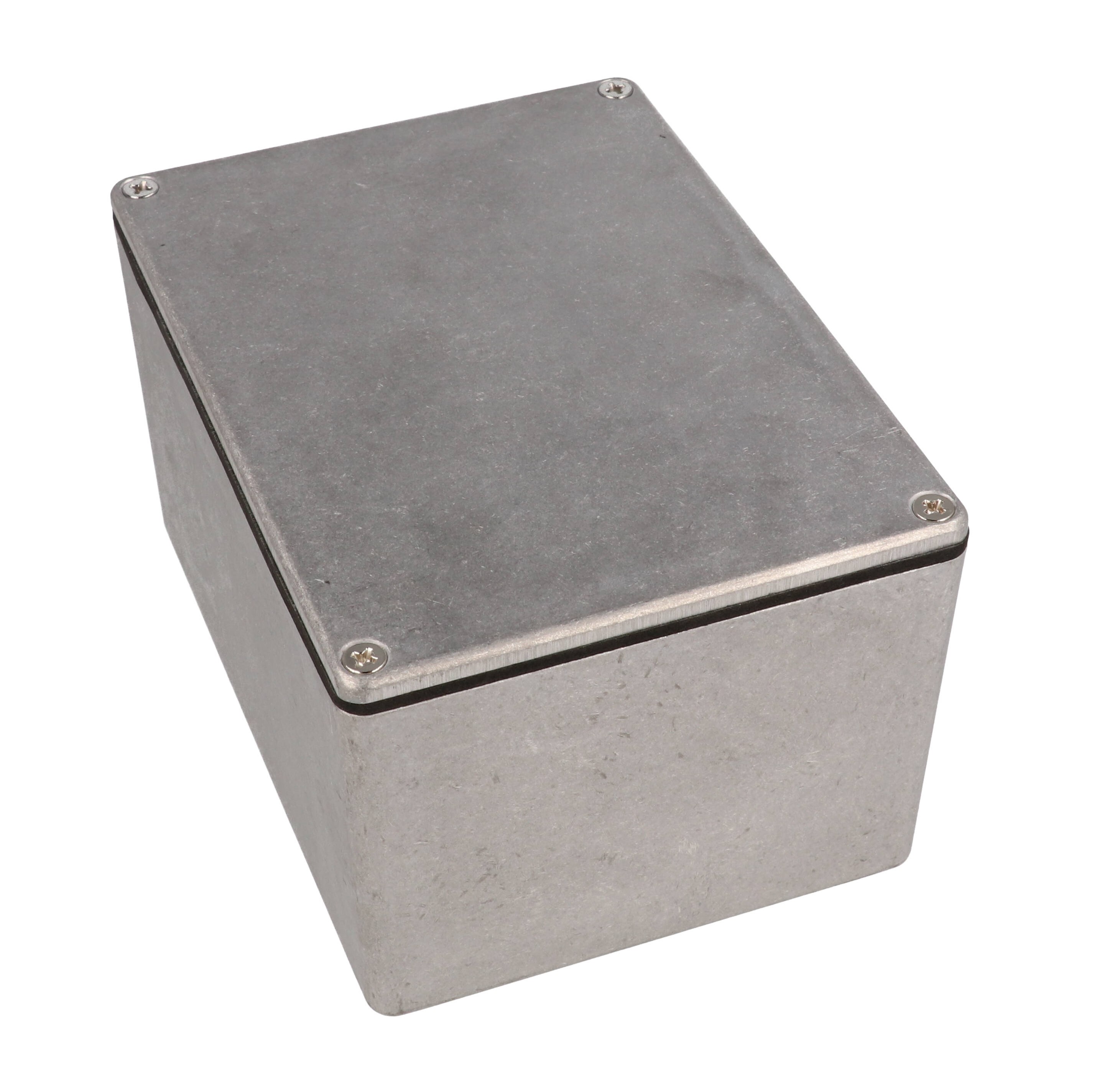 1550WK natural watertight diecast aluminum enclosure, 140 x 102 x 77 mm, with screw-down lid