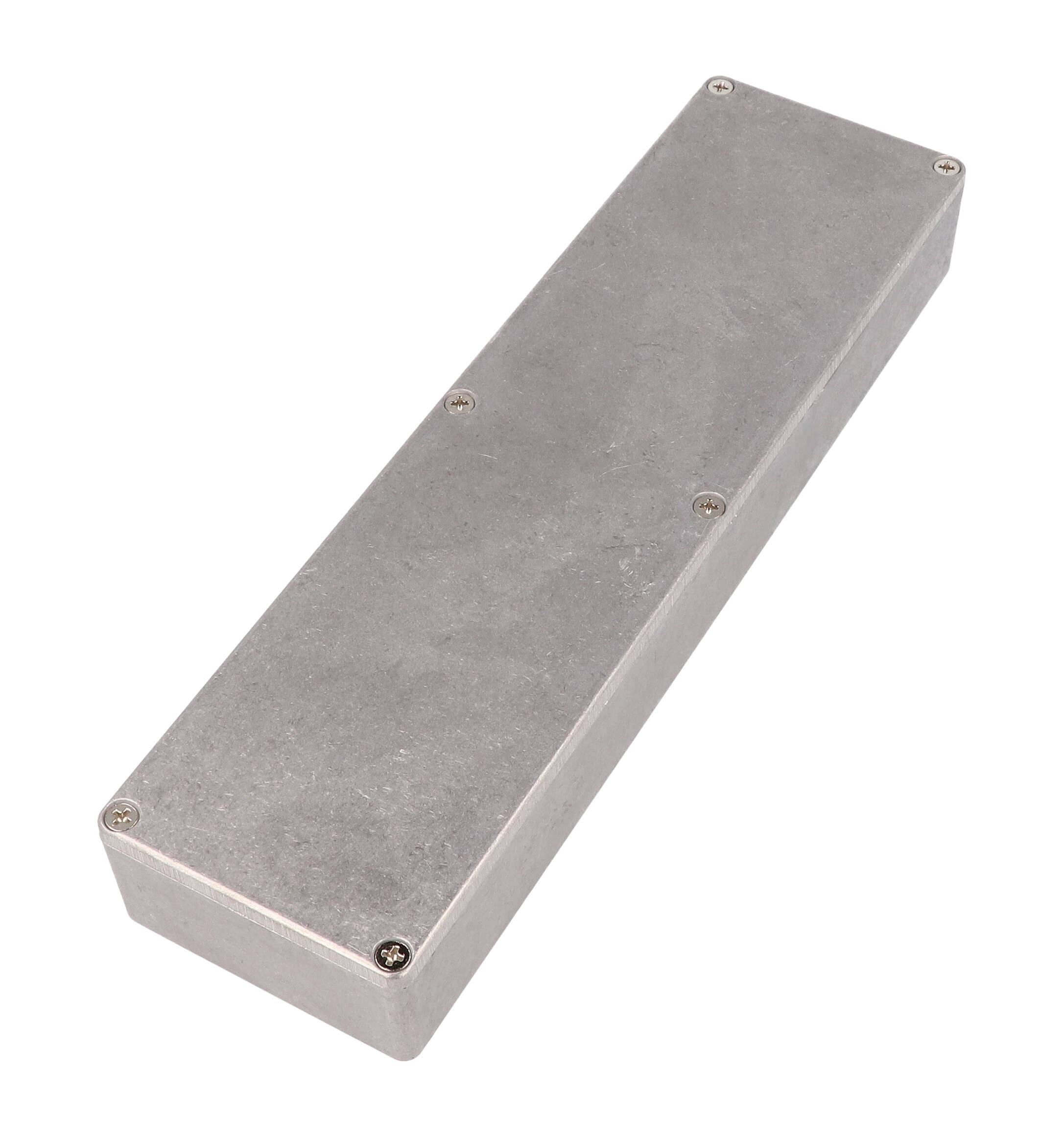1590BX2 long slim natural diecast aluminum enclosure with six-screw lid