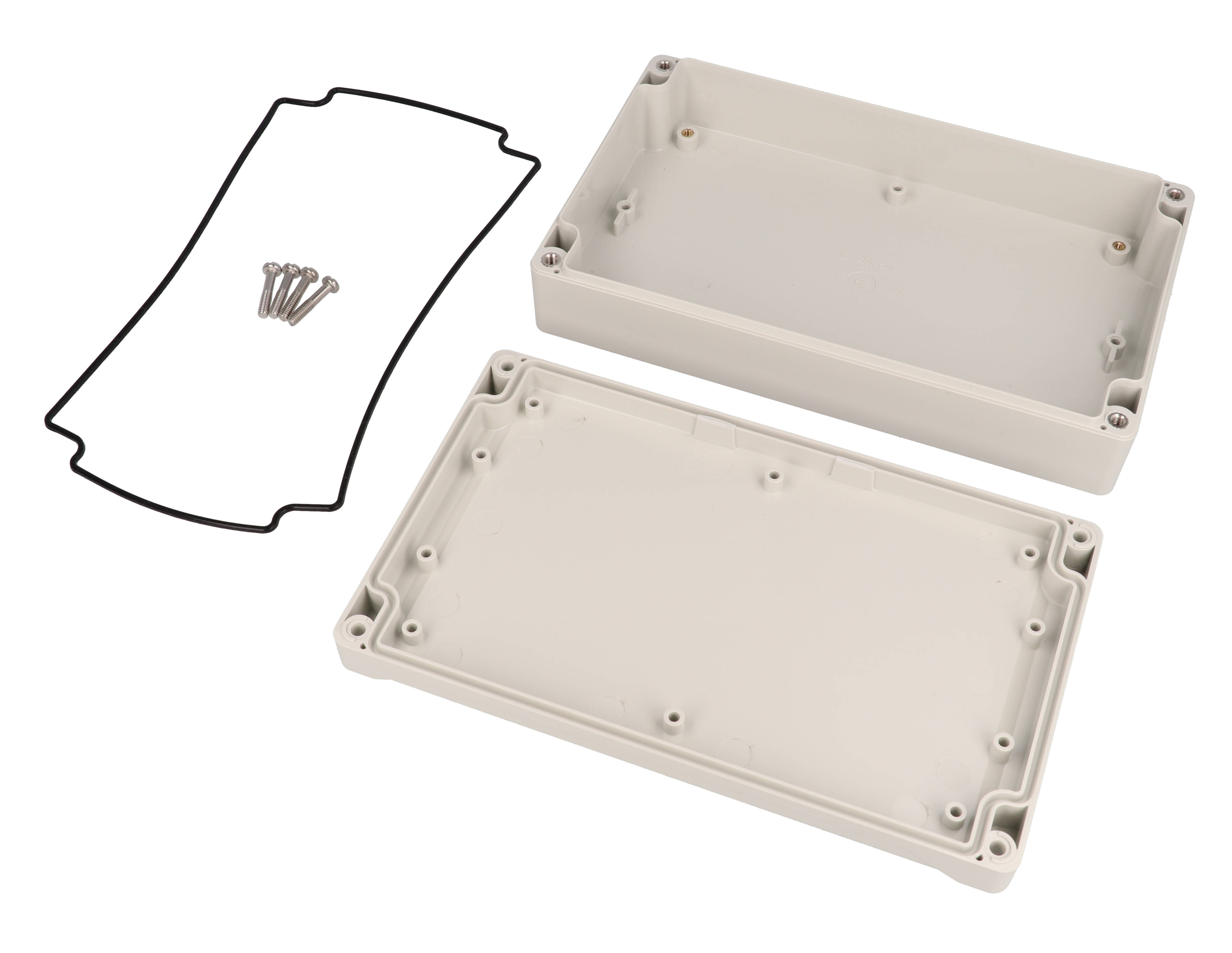 1555ULGY low-profile light gray ABS enclosure, 200 x 120 x 45 mm