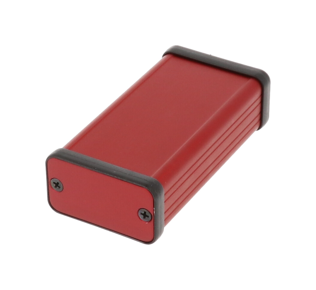 1455D801RD — red extruded aluminum enclosure w/ metal end panels