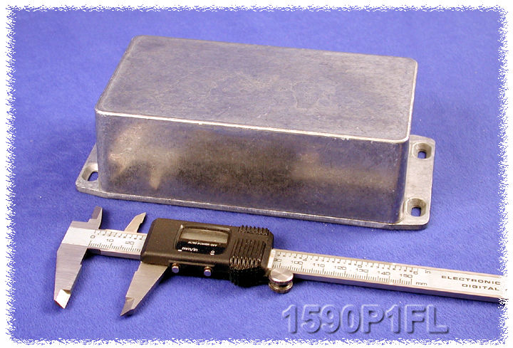 1590P1FL natural diecast aluminum 153 x 83 x 50 mm enclosure with wall-mounting flanged lid