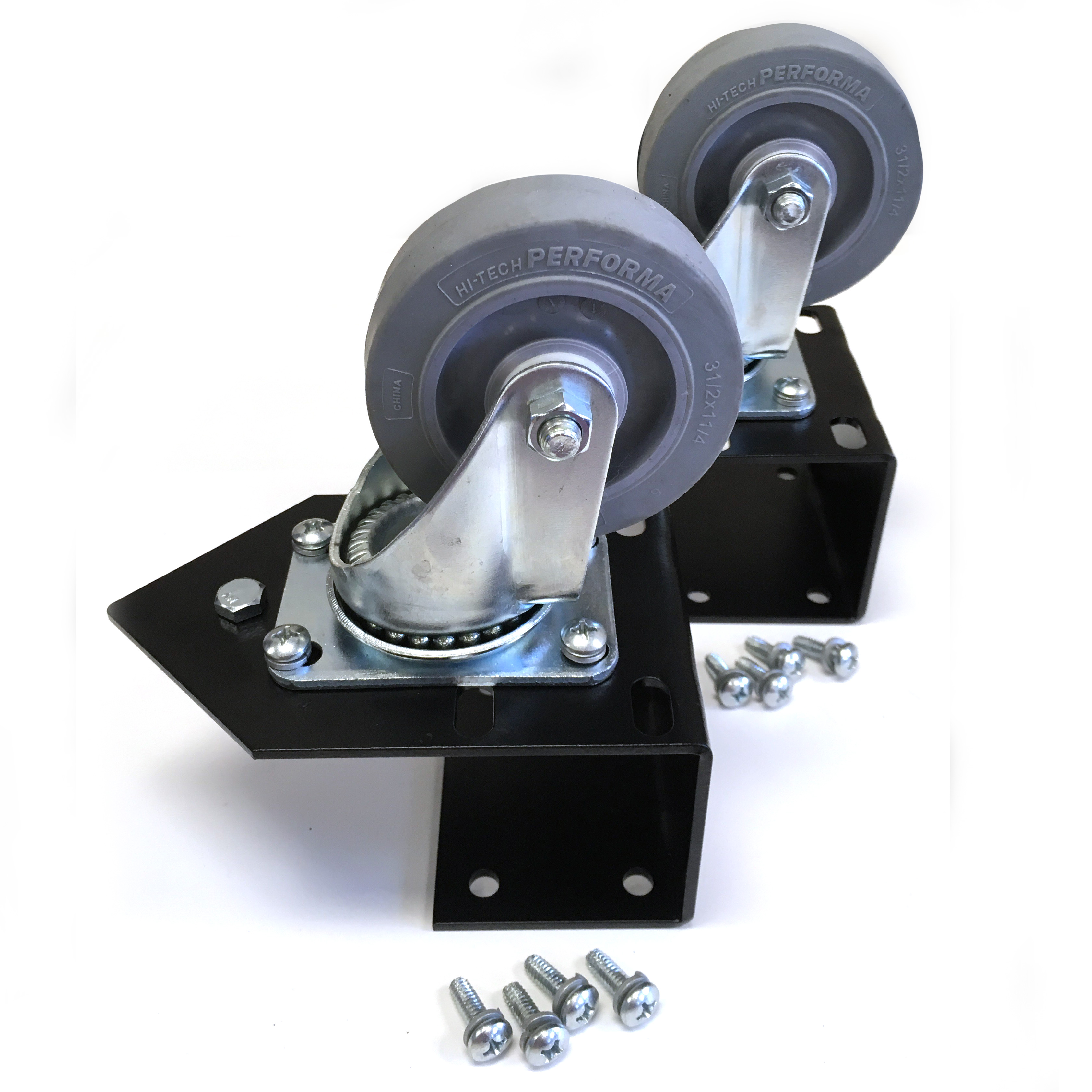 Hammond CCSTL low-profile locking swivel cabinet caster with 3.50 in grey composite wheel and black textured C2 mounting bracket