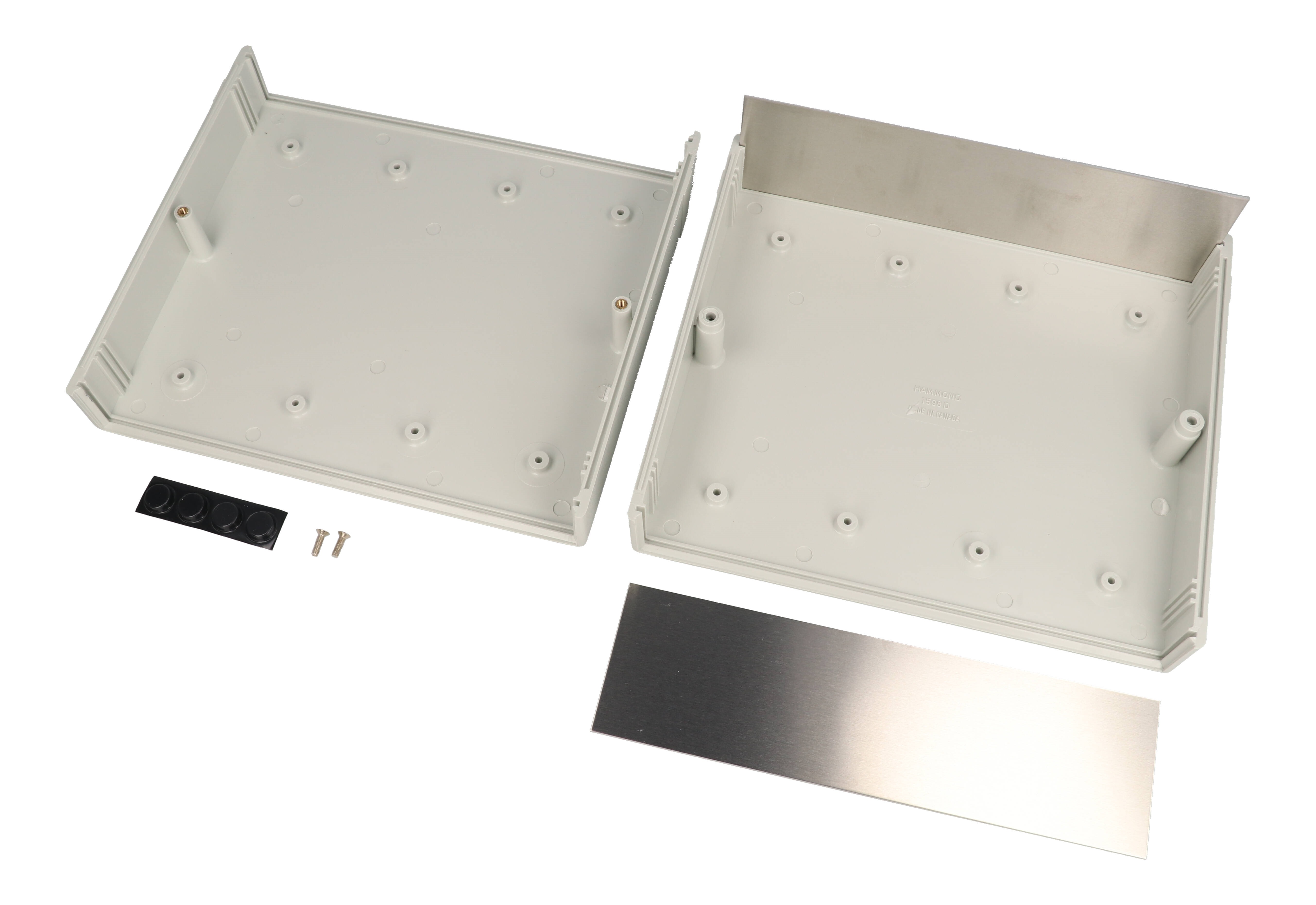 1598DGY light gray ABS 1598 Series instrument case with brushed aluminum end panels