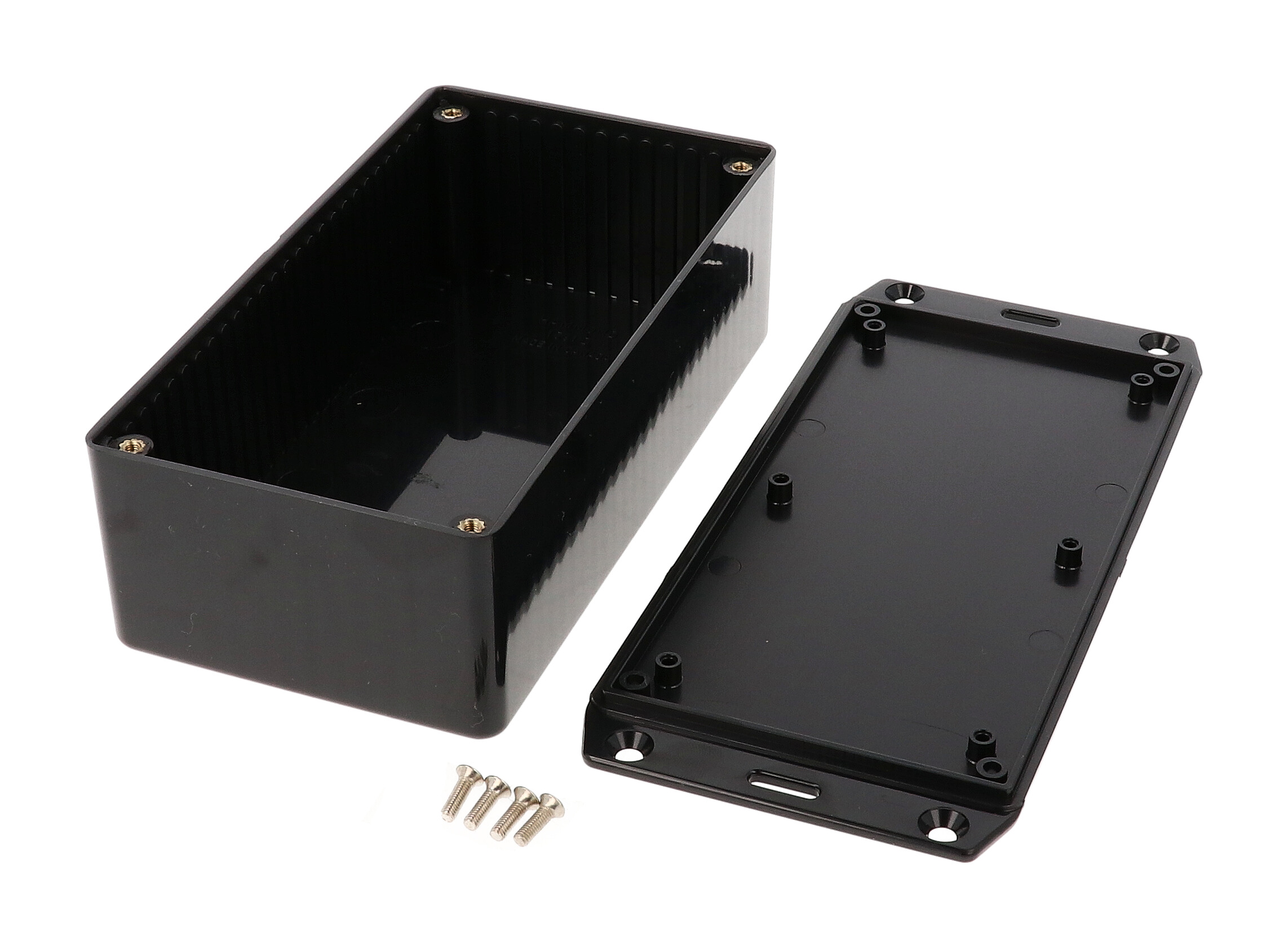 1591DFLBK black flame retardant ABS enclosure with flanged mounting lid