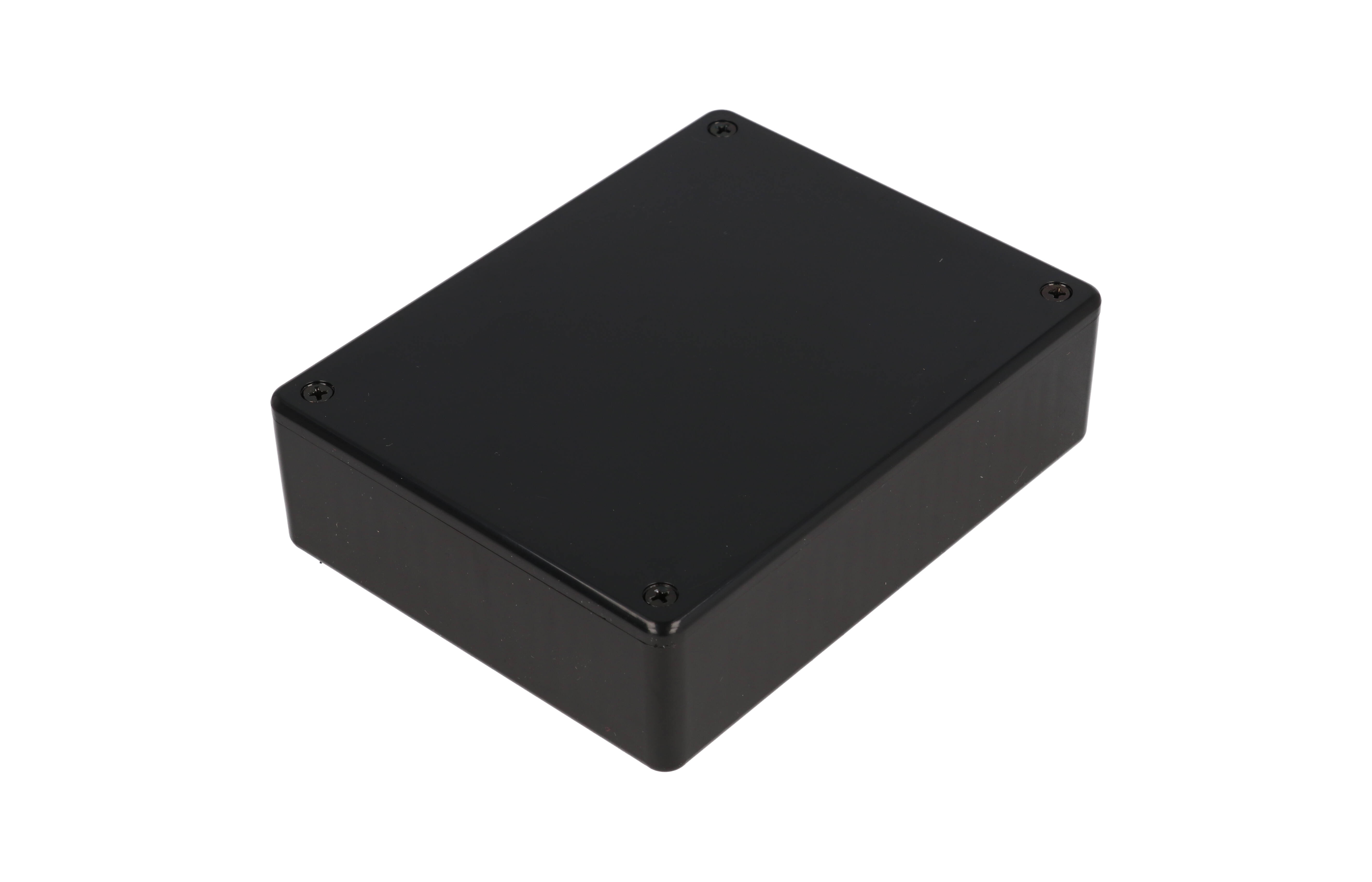 1591RGBK black ABS enclosure, 120.5 x 94 x 34 mm, with EMI/RFI copper conductive coating inside