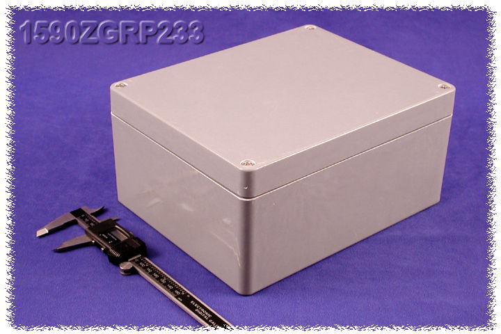 1590ZGRP233 gray glass reinforced polyester enclosure 250 x 200 x 120 mm with screw-down lid