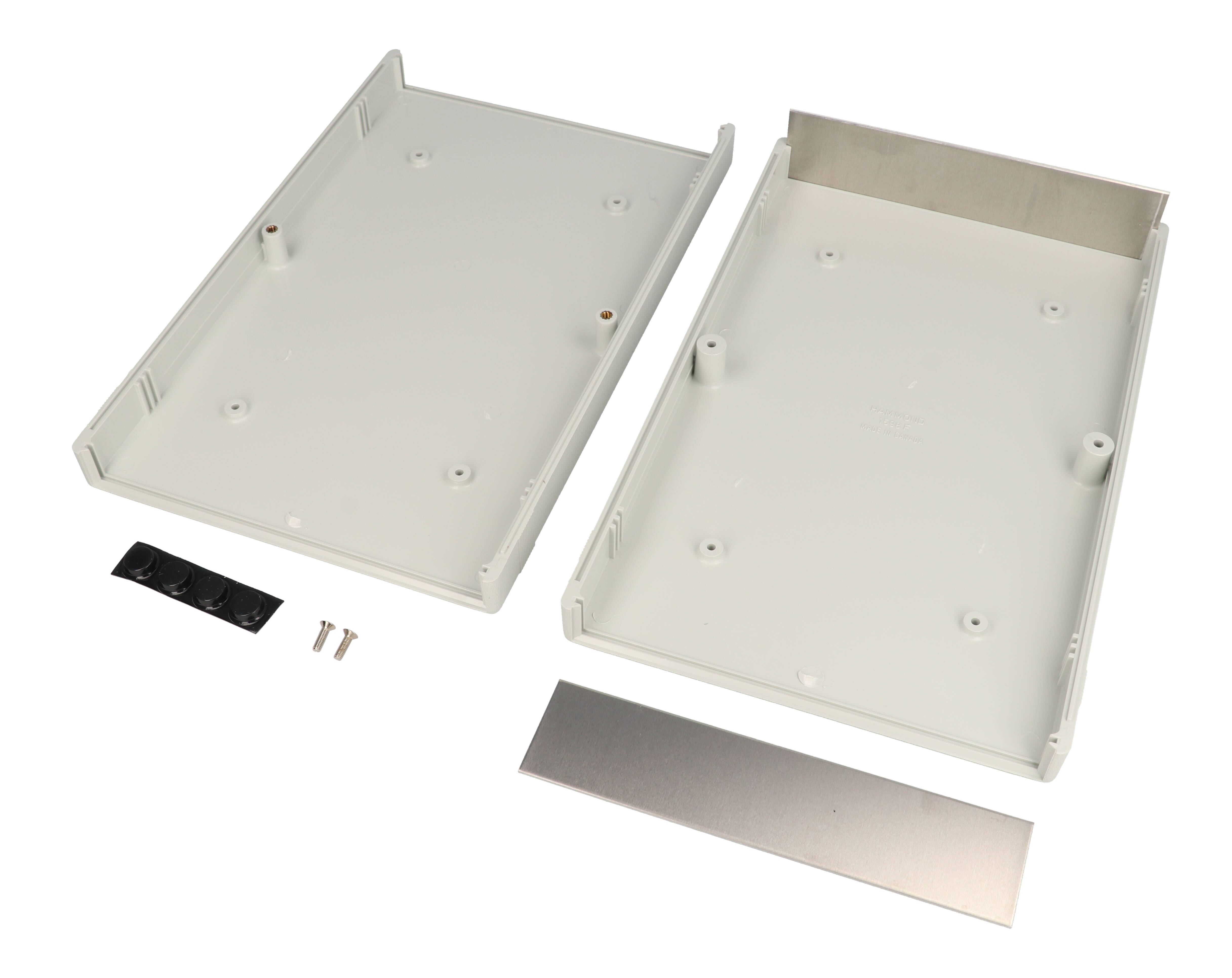1598FGY light gray ABS 1598 Series instrument case with brushed aluminum end panels