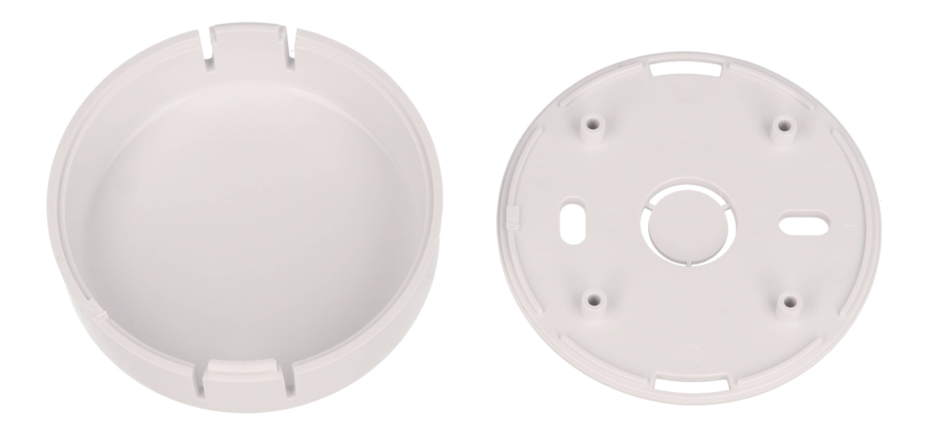 1551SNAP12WH white round ABS snap-fit miniature enclosure, 60 mm diameter x 20 mm
