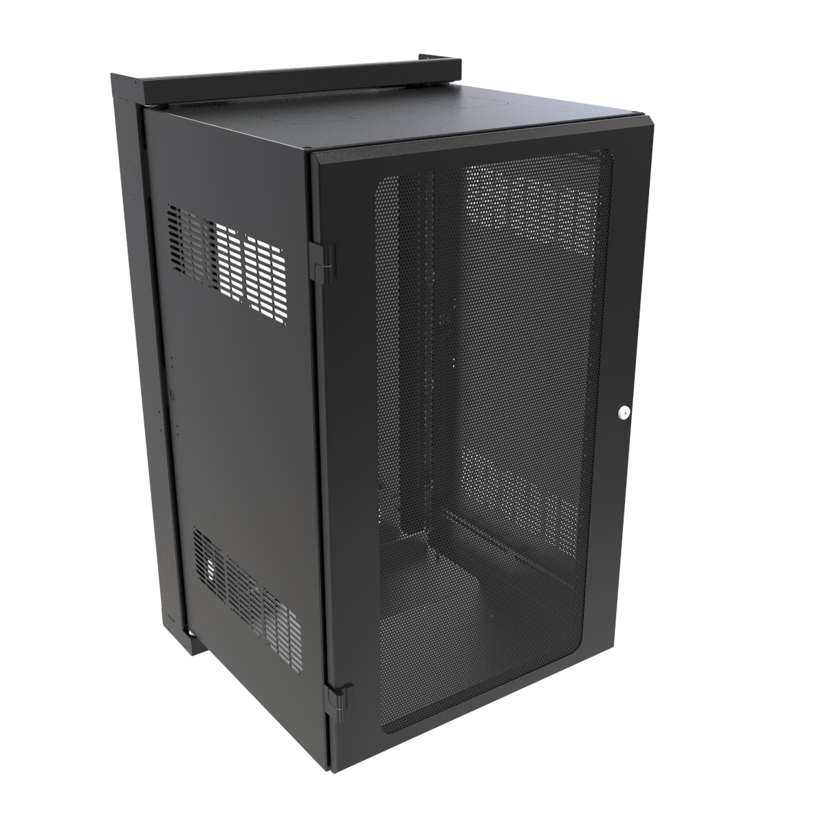 HWM2420U20BK 20U swing-out wall-mount rack cabinet in RAL9005 black with vented front door