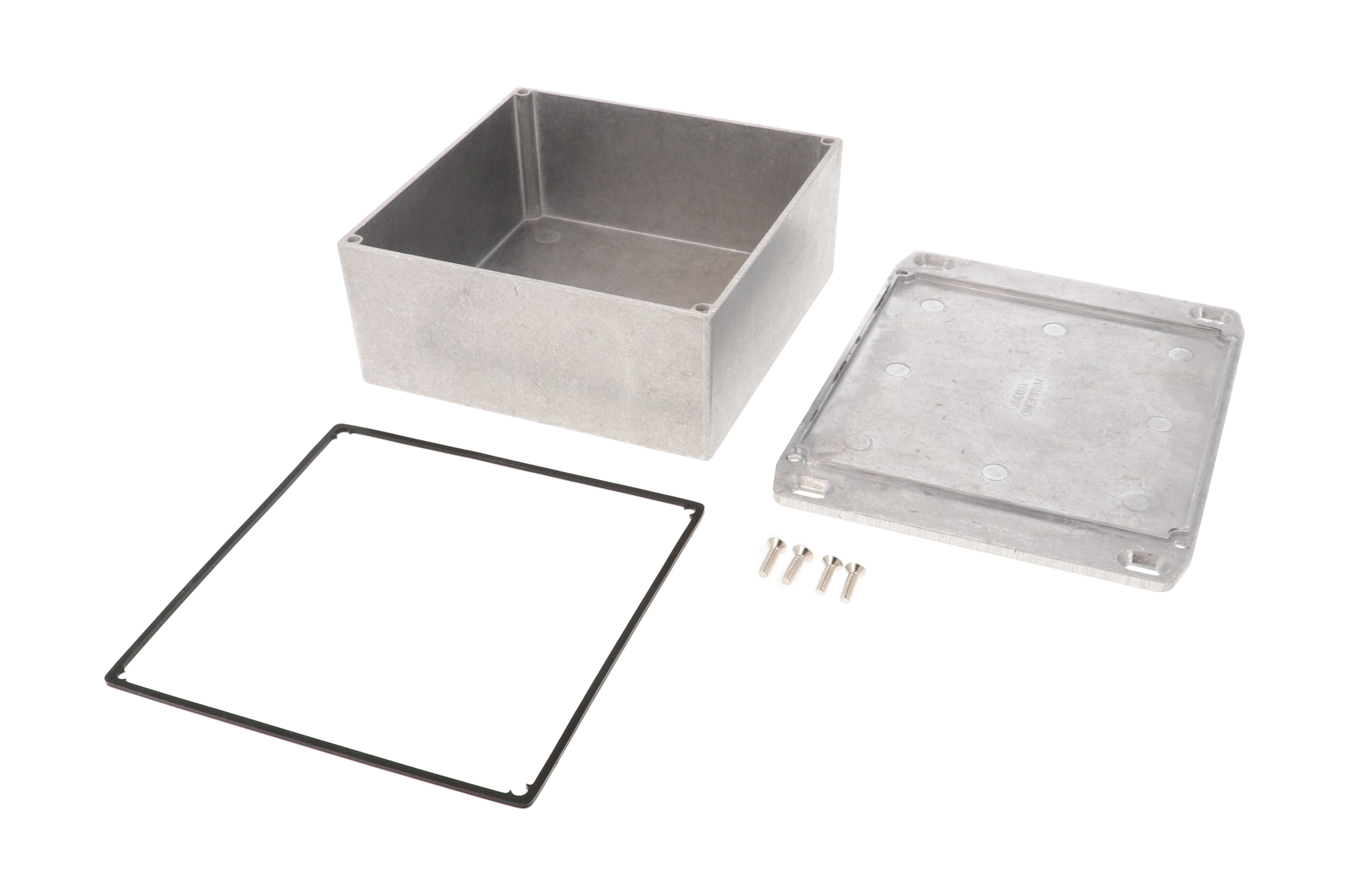 1590WKKFL watertight diecast aluminum enclosure with flanged lid, 125 x 125 x 57 mm