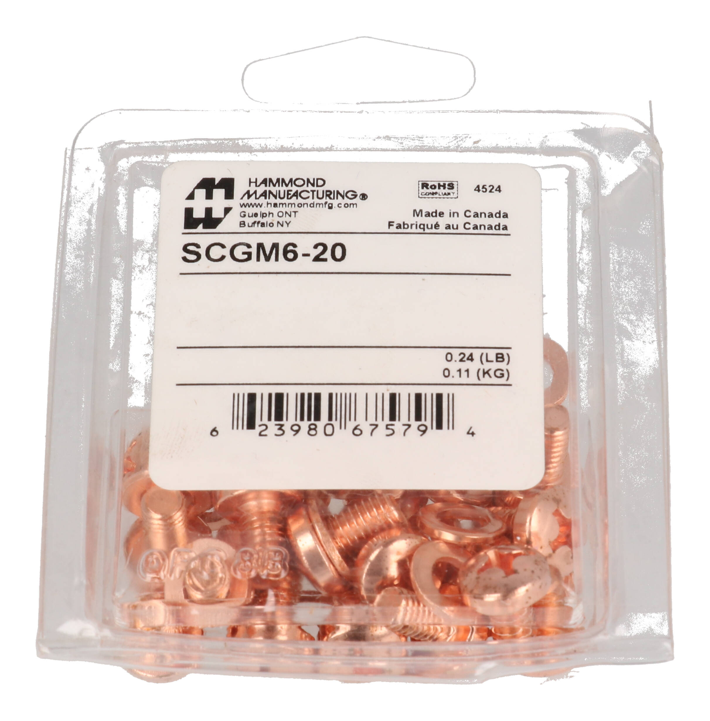 SCGM6-20 pack of 20 M6 x 10mm copper ground screws with washers for 1590Z enclosures