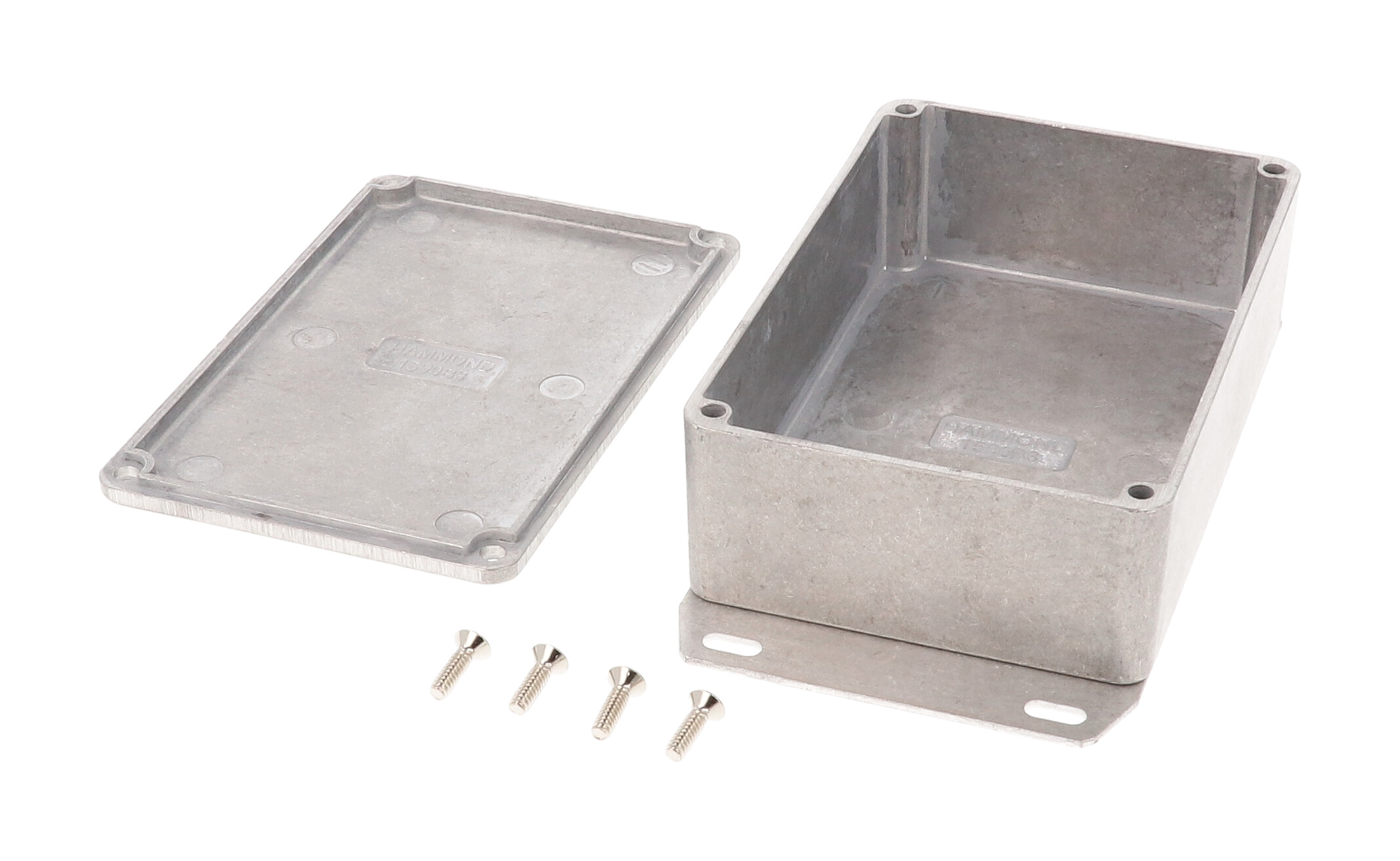1590B3F natural diecast aluminum enclosure with welded flanged bottom plate — view 3