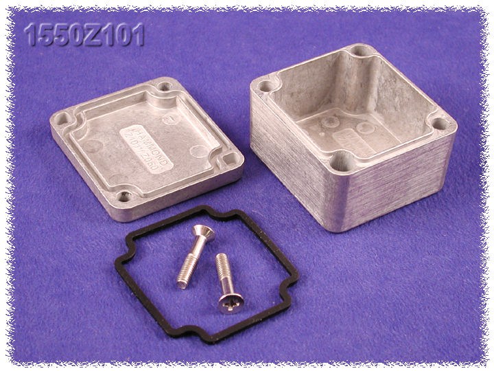 1550Z101 natural aluminum thick-wall watertight diecast enclosure with lid, 50 x 45 x 30 mm