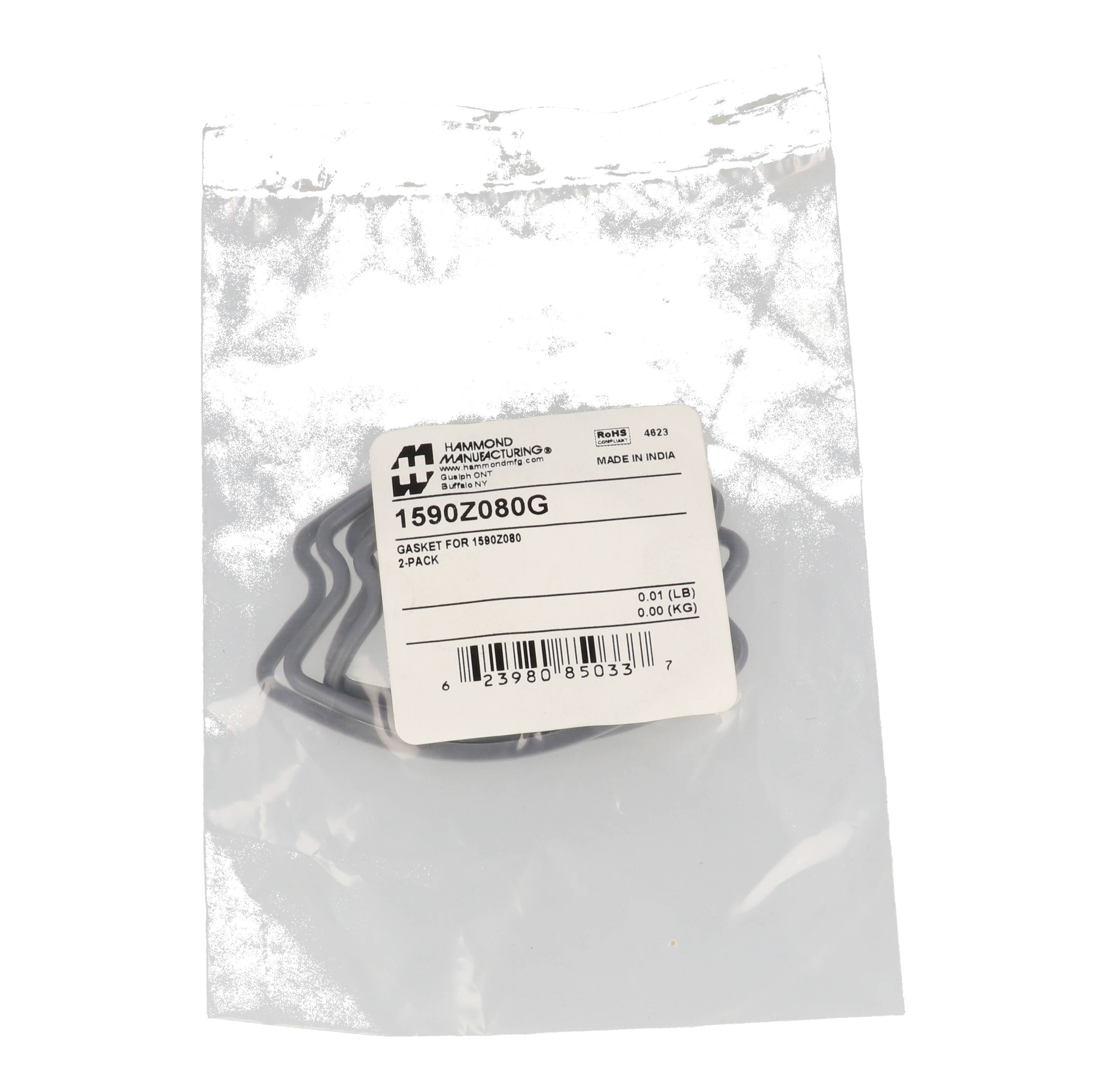 1590Z080G replacement silicone gasket two-pack for 1590Z080 100 x 100 mm diecast aluminum enclosures