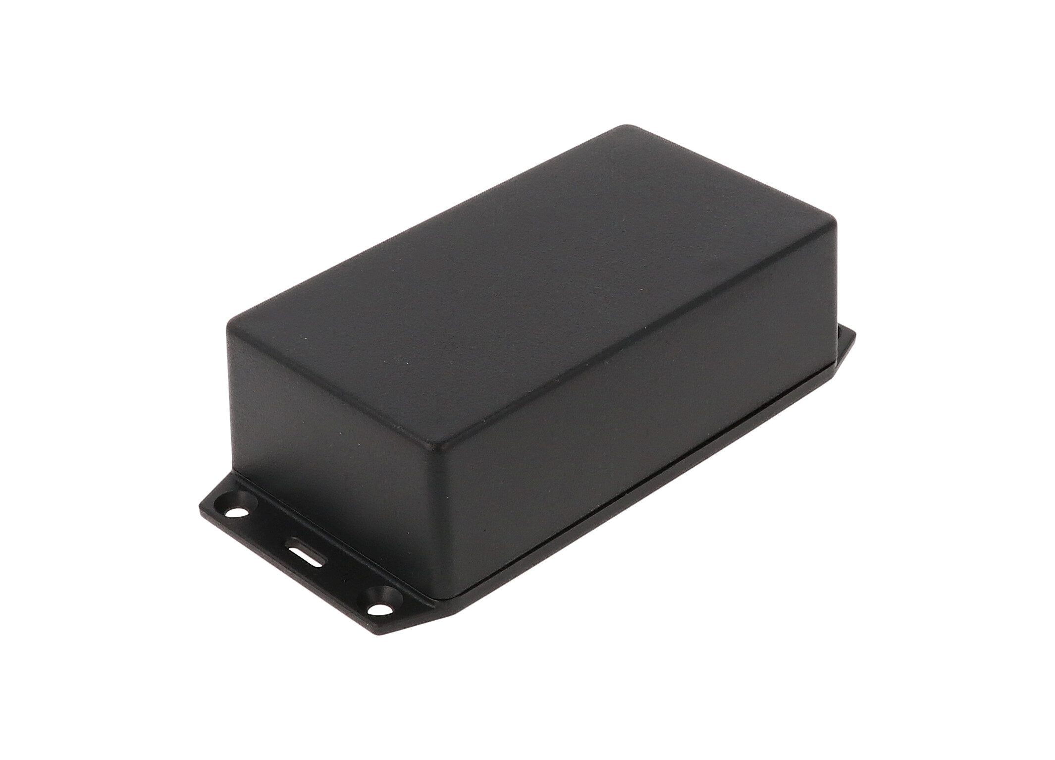 1591XXCSFLBK black ABS plastic enclosure with flanged lid, 4.76 in x 2.64 in x 1.57 in
