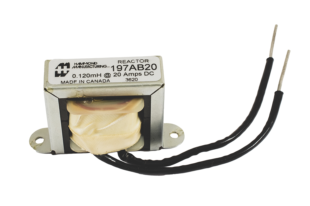 Hammond 197E5 197 Series 4 mH 5 A high frequency reactor with aluminum base, stainless steel band and screw terminals — view 4