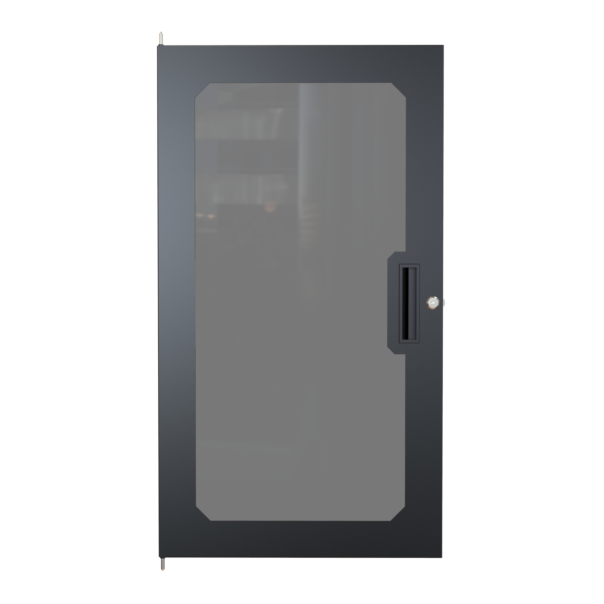 Hammond C2DF1935PBK1 20U acrylic window door in textured black for C2 Series cabinets, with handle and quarter-turn lock