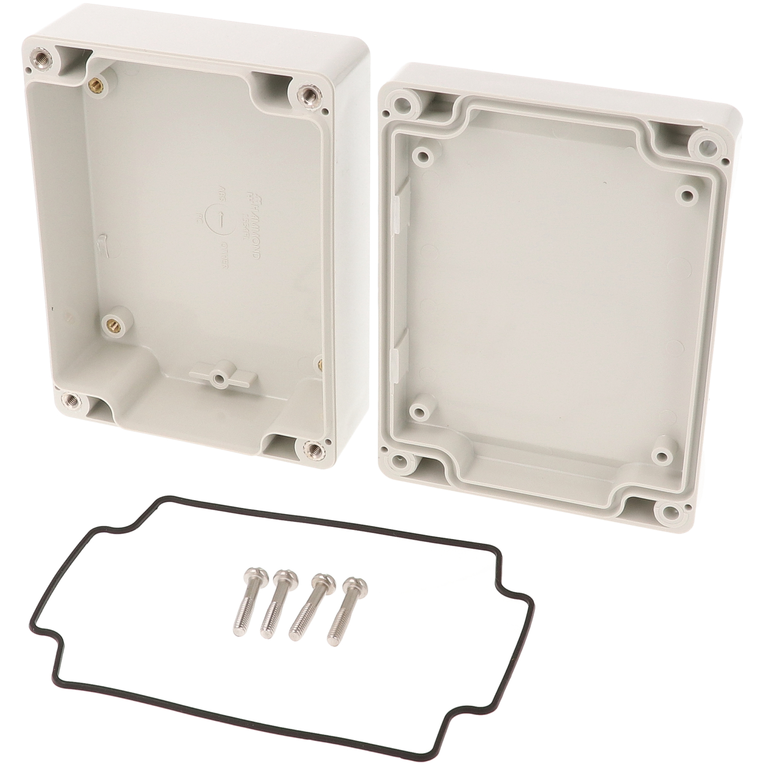 1555FLGY light gray low-profile ABS watertight enclosure, 120 x 90 x 45 mm