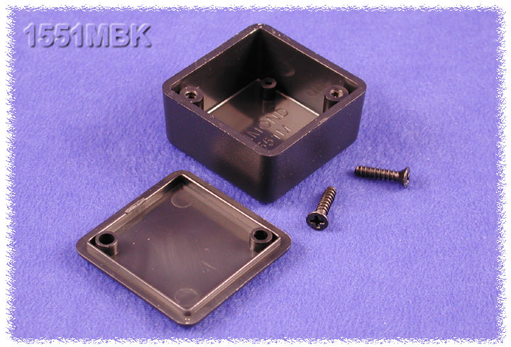 1551MBK black ABS square miniature enclosure, 35 x 35 x 20 mm