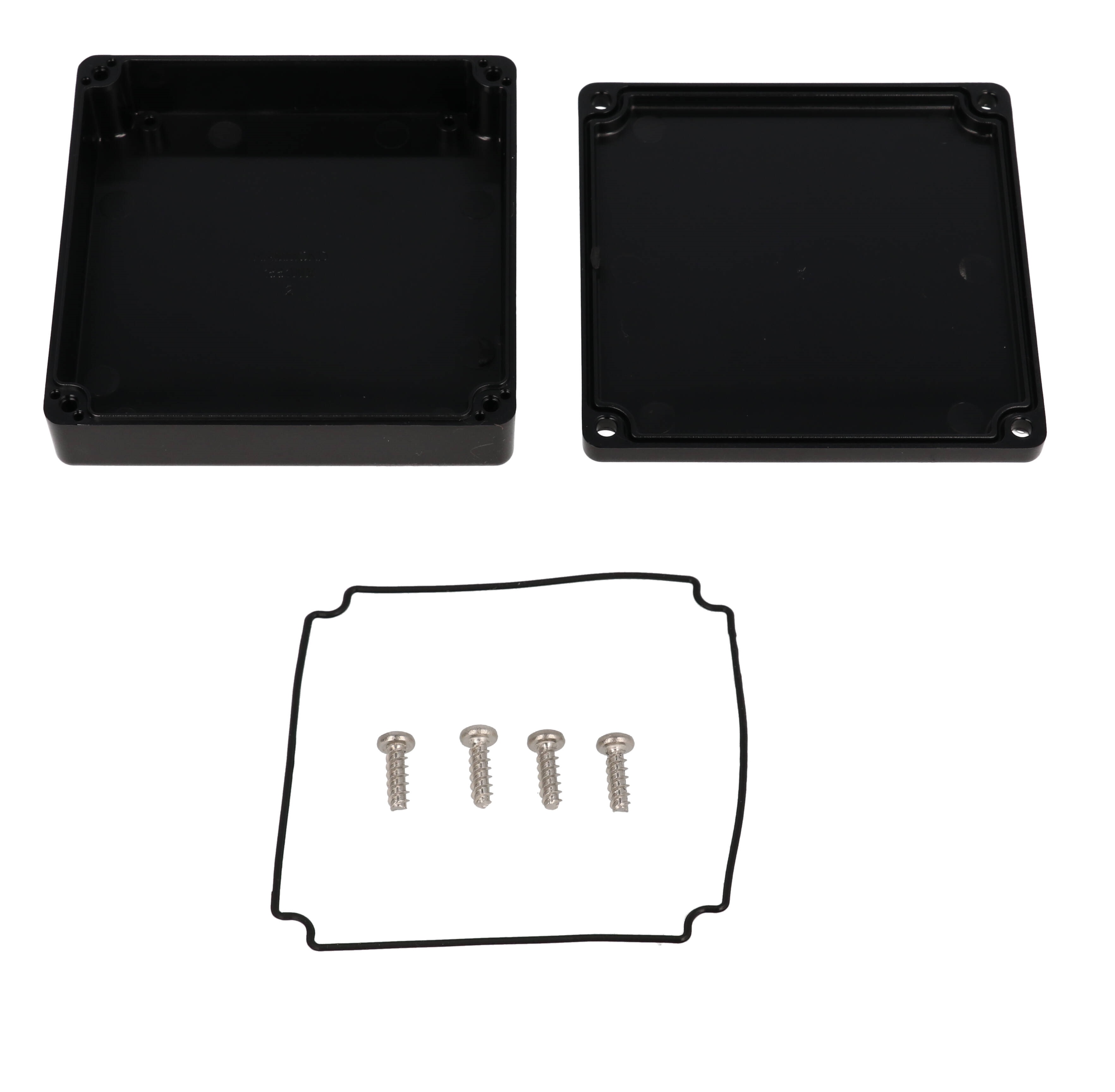 1551WXBK black 80 x 80 x 22 mm square watertight polycarbonate enclosure