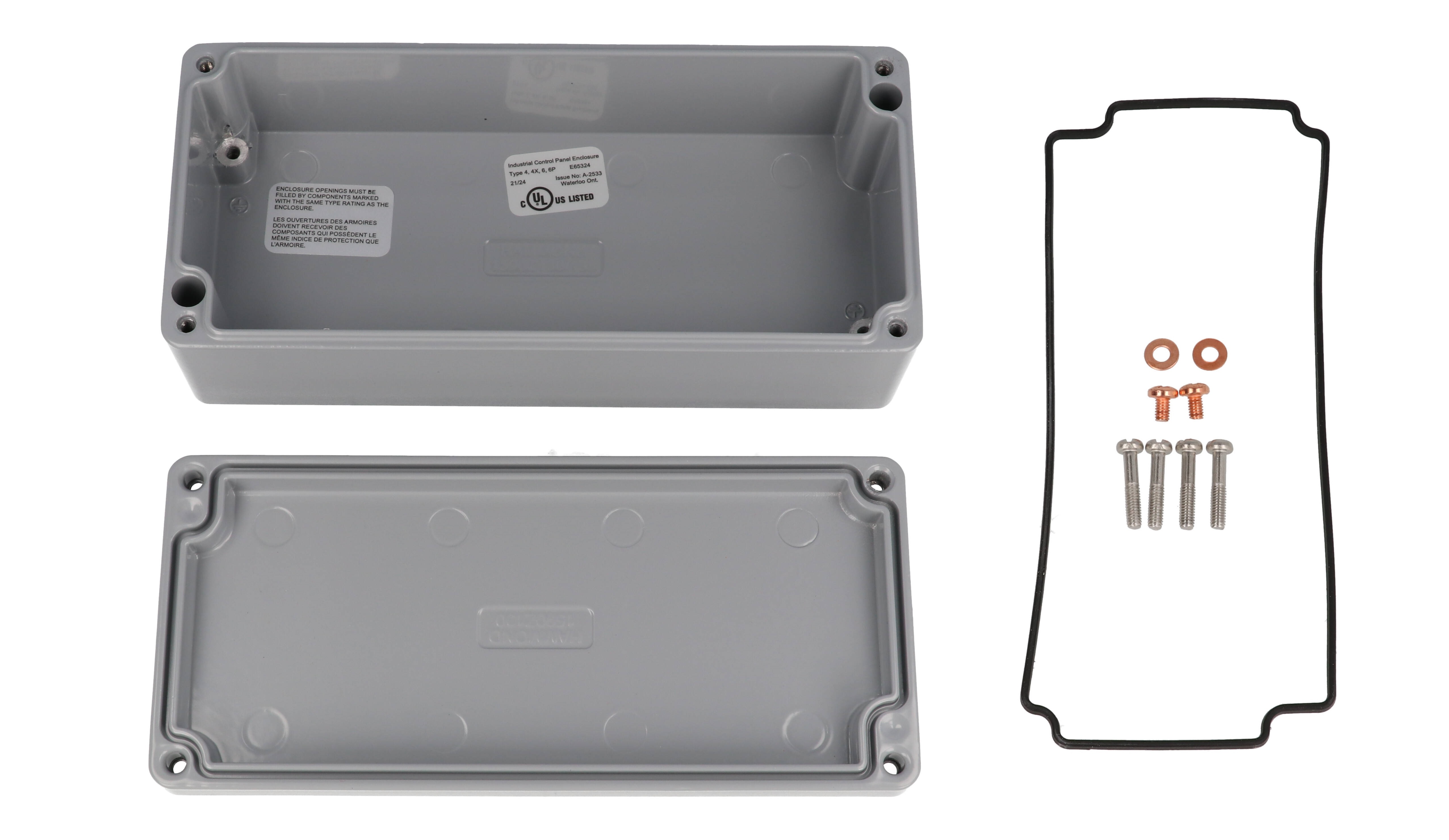 1590Z130GY gray RAL 7001 diecast aluminum enclosure, 175 x 80 x 52 mm
