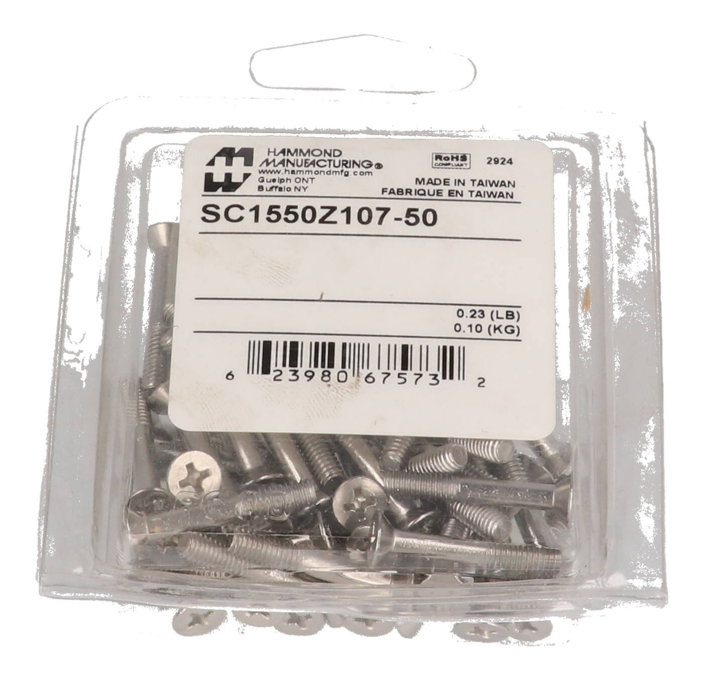 SC1550Z107-50 pack of 50 M4 x 25mm stainless steel flat head screws for 1550Z107 and 1550Z108 enclosures