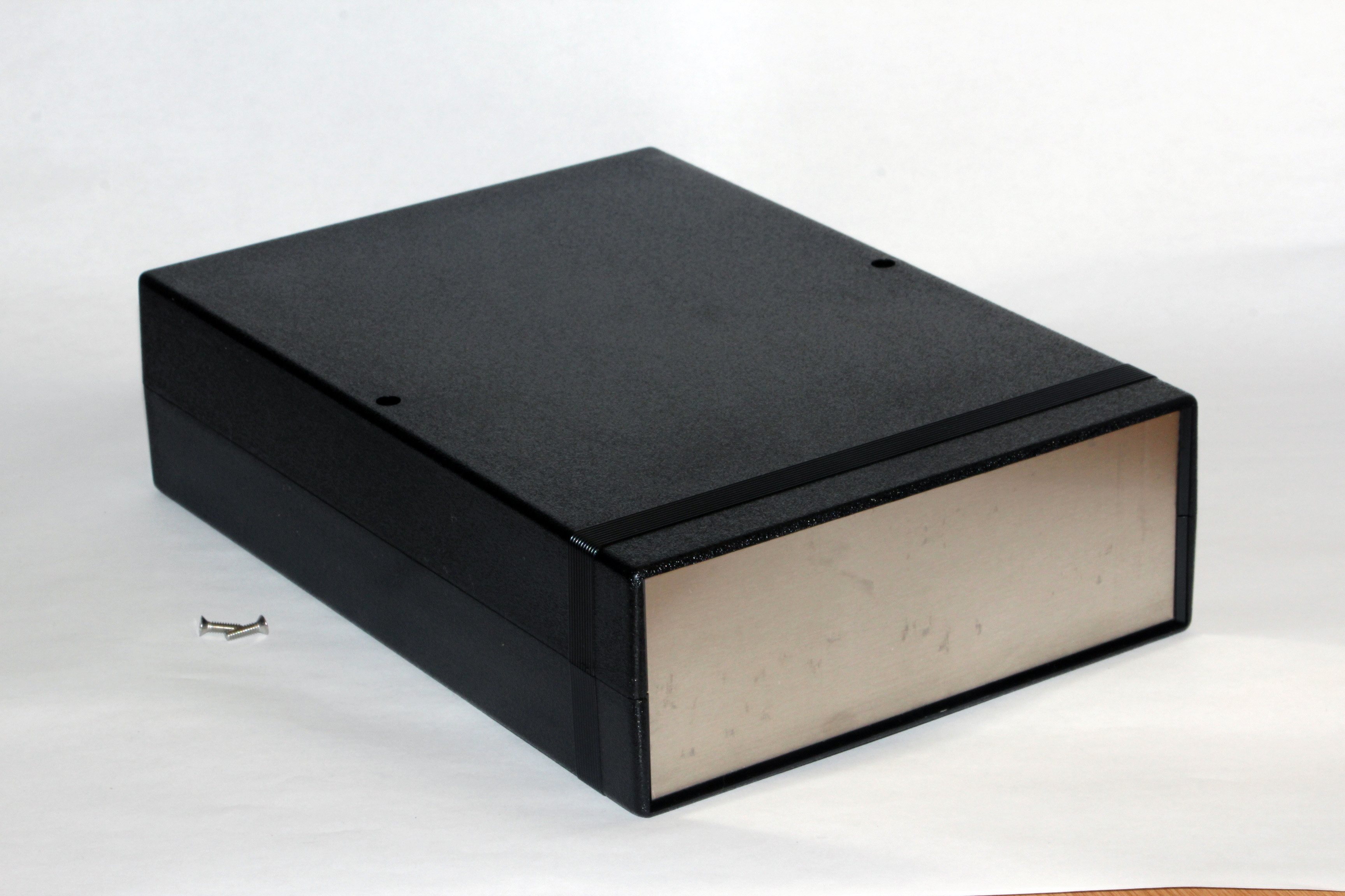 1598JBK black flame retardant ABS instrument case with brushed aluminum end panels