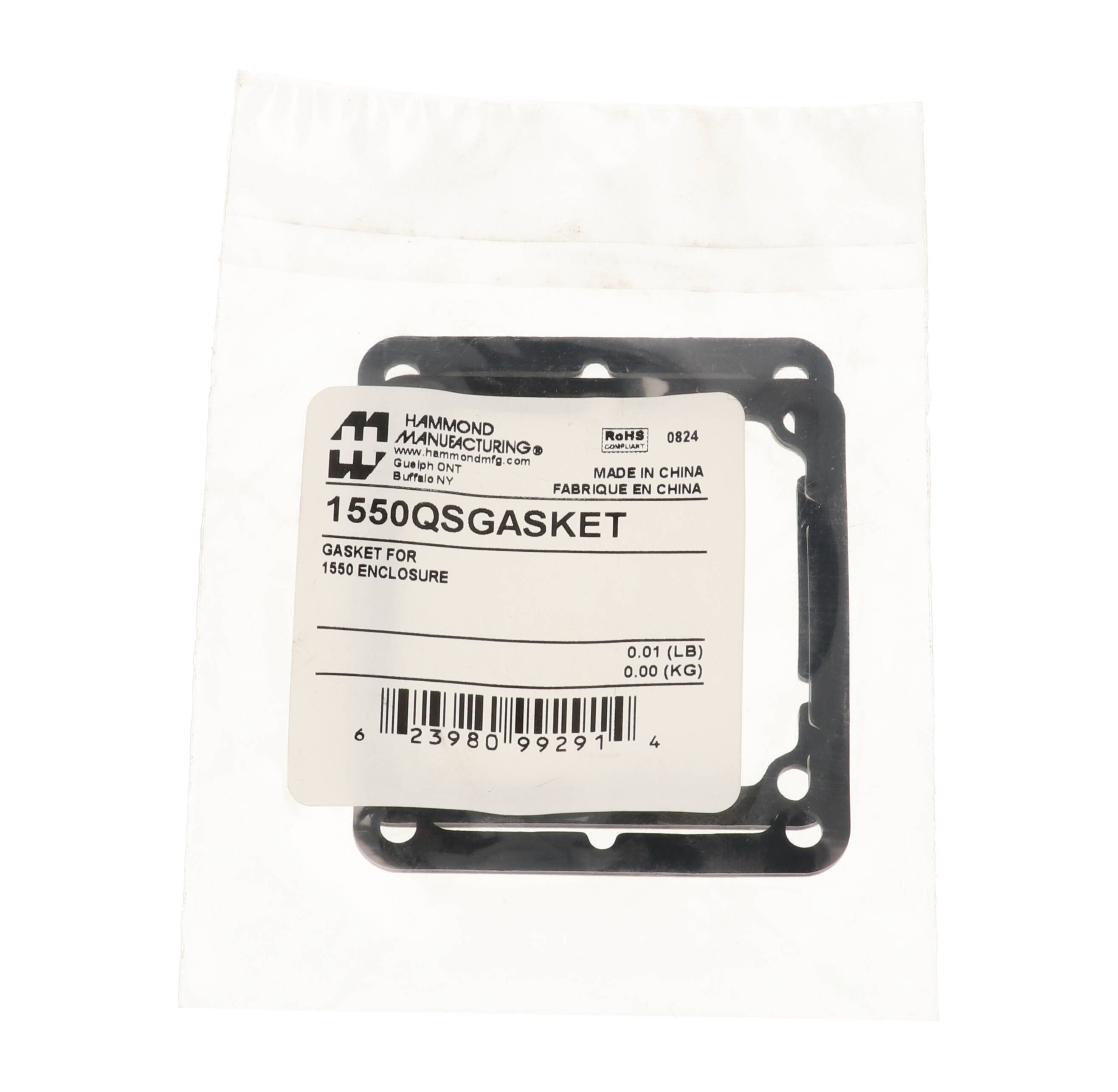 1550QSGASKET IP67 silicone gasket kit, two pre-formed gaskets for 60x55 mm 1550 diecast enclosures