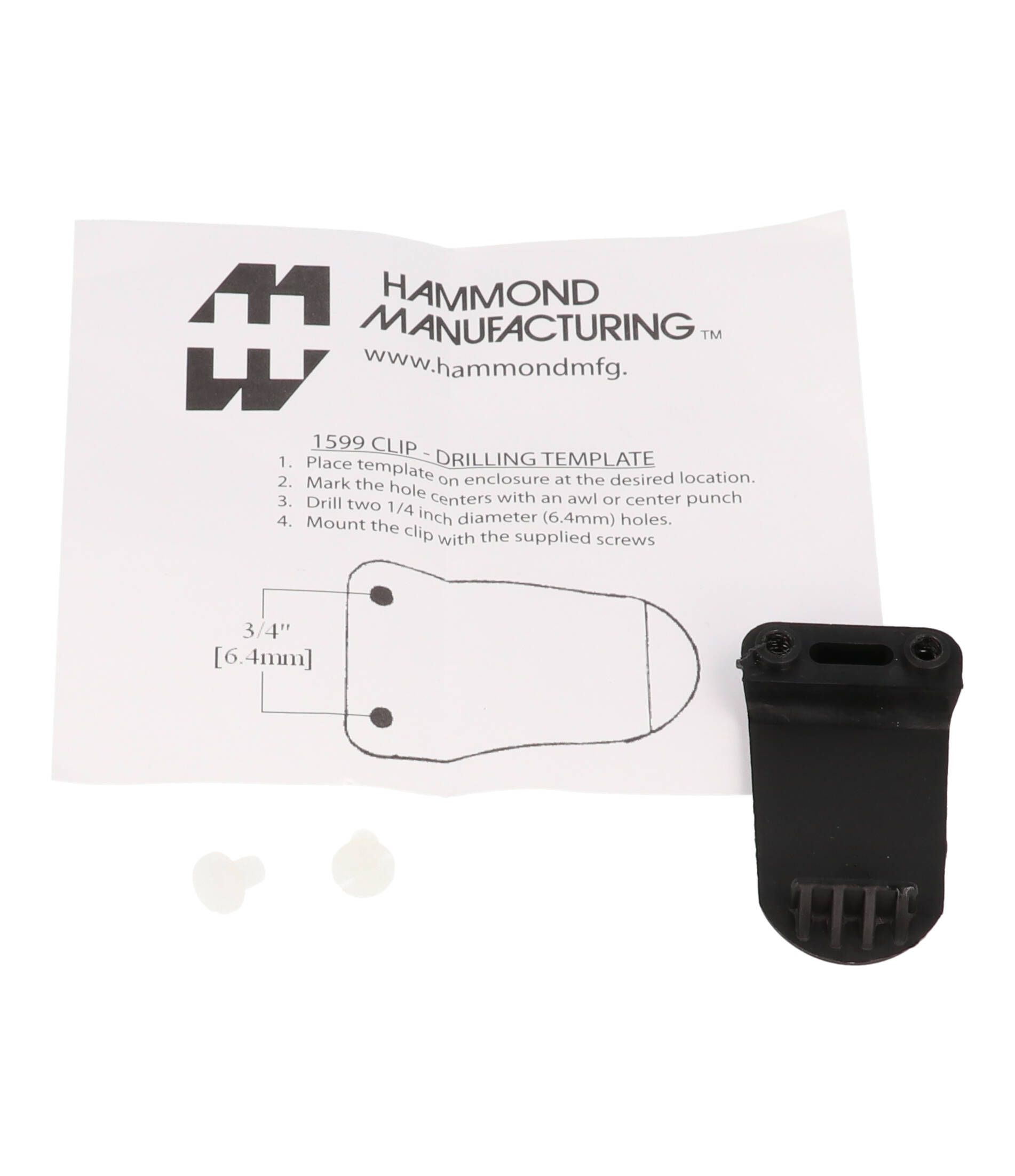 1599CLIP black belt clip kit for 1599 handheld enclosures with nylon mounting screws