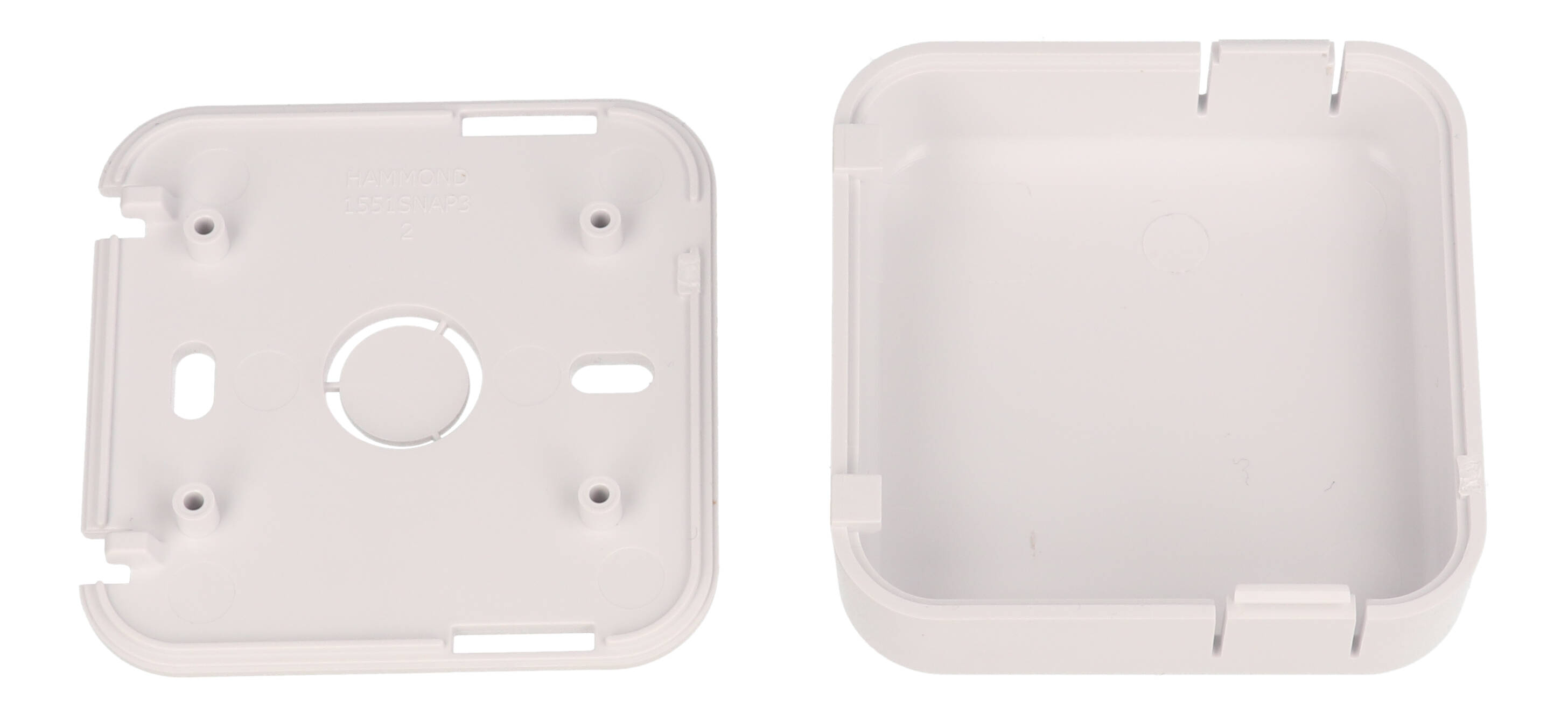 1551SNAP3WH white square ABS snap-fit miniature enclosure, 60 x 60 mm x 20 mm