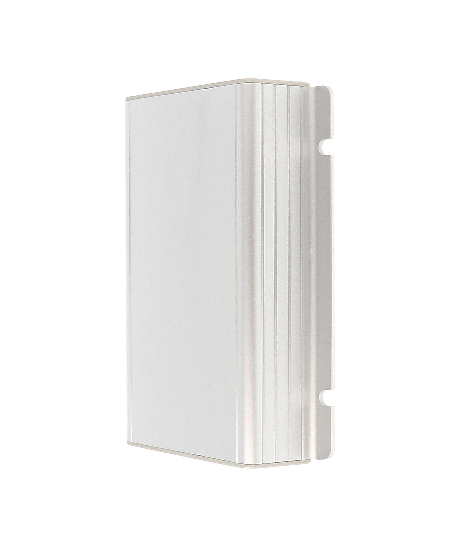 1455JF1201 clear anodized extruded aluminum enclosure with integrated slotted mounting flanges