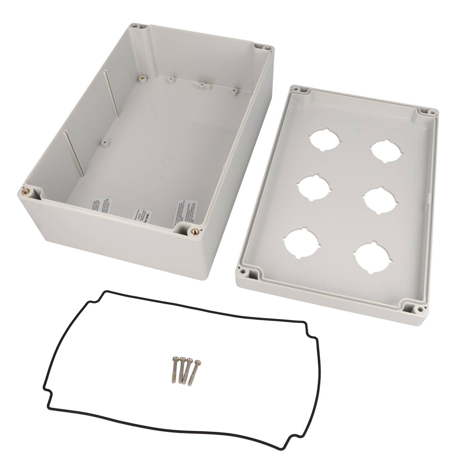 1554PB6 light gray polycarbonate six-hole 30.5mm pushbutton enclosure