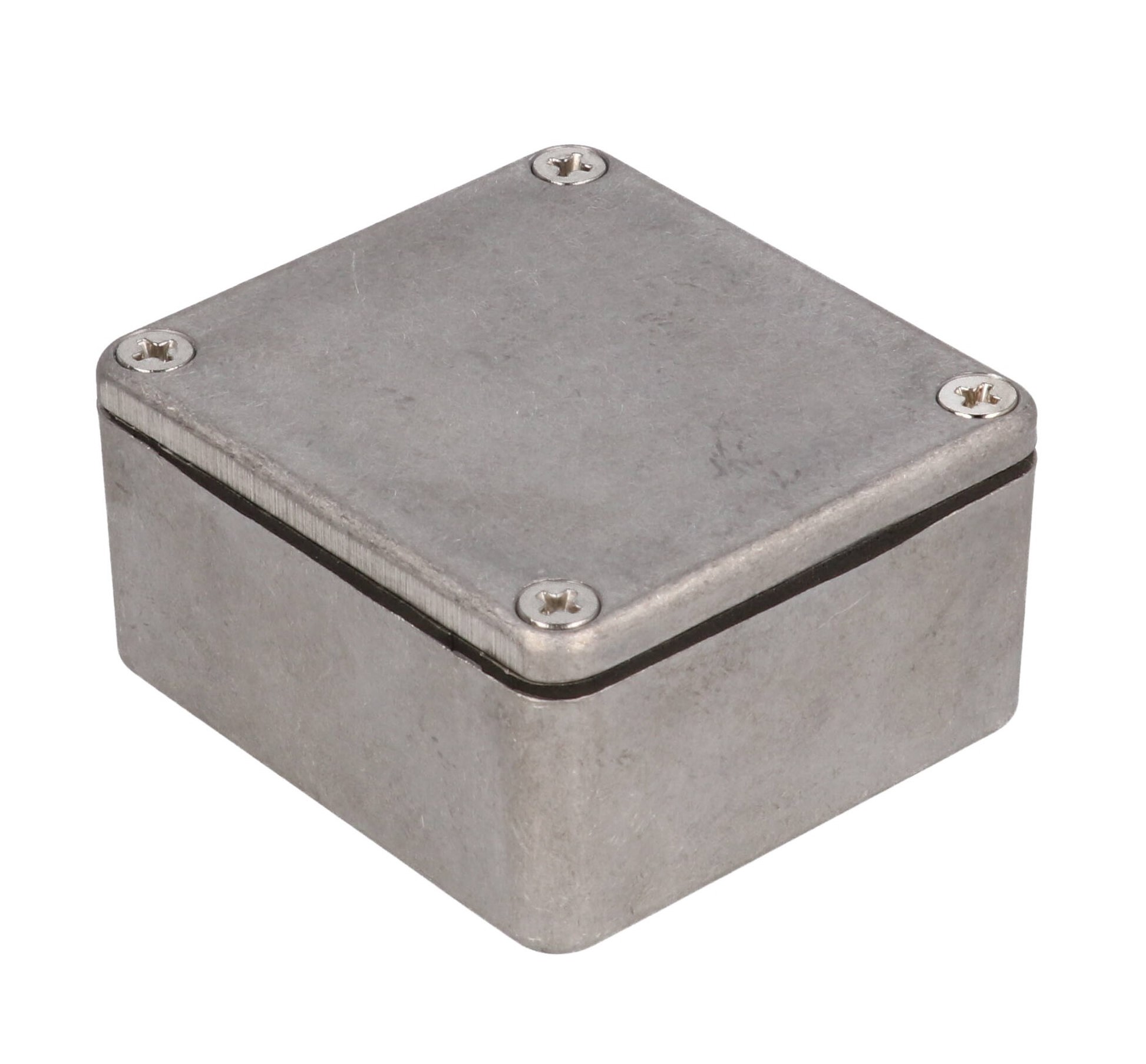 1550WQ compact natural aluminum diecast enclosure with lid and IP66 gasket, 60 x 55 x 26 mm