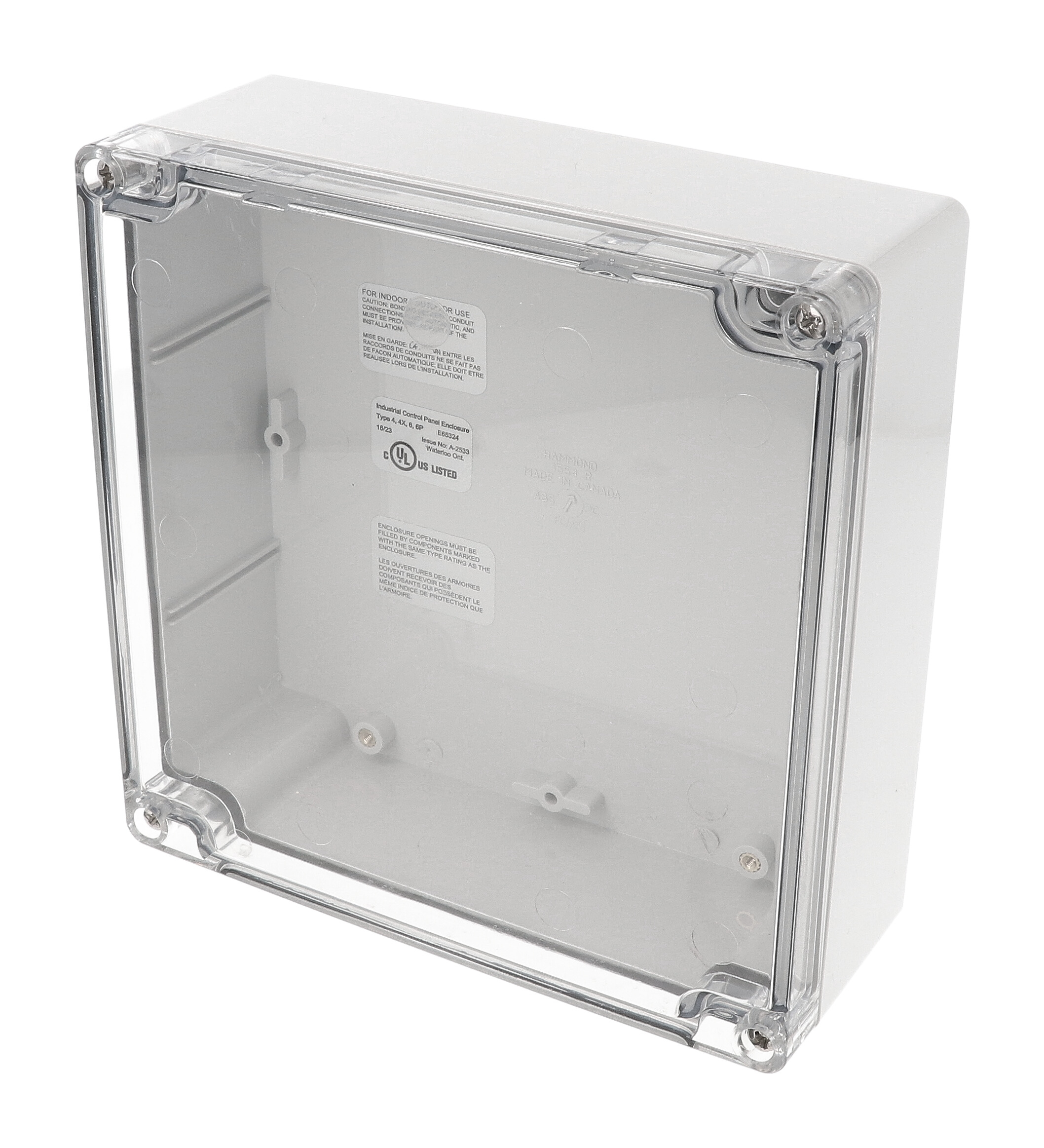 1554R2GYCL — RAL7035 grey polycarb plastic watertight enclosure, clear lid