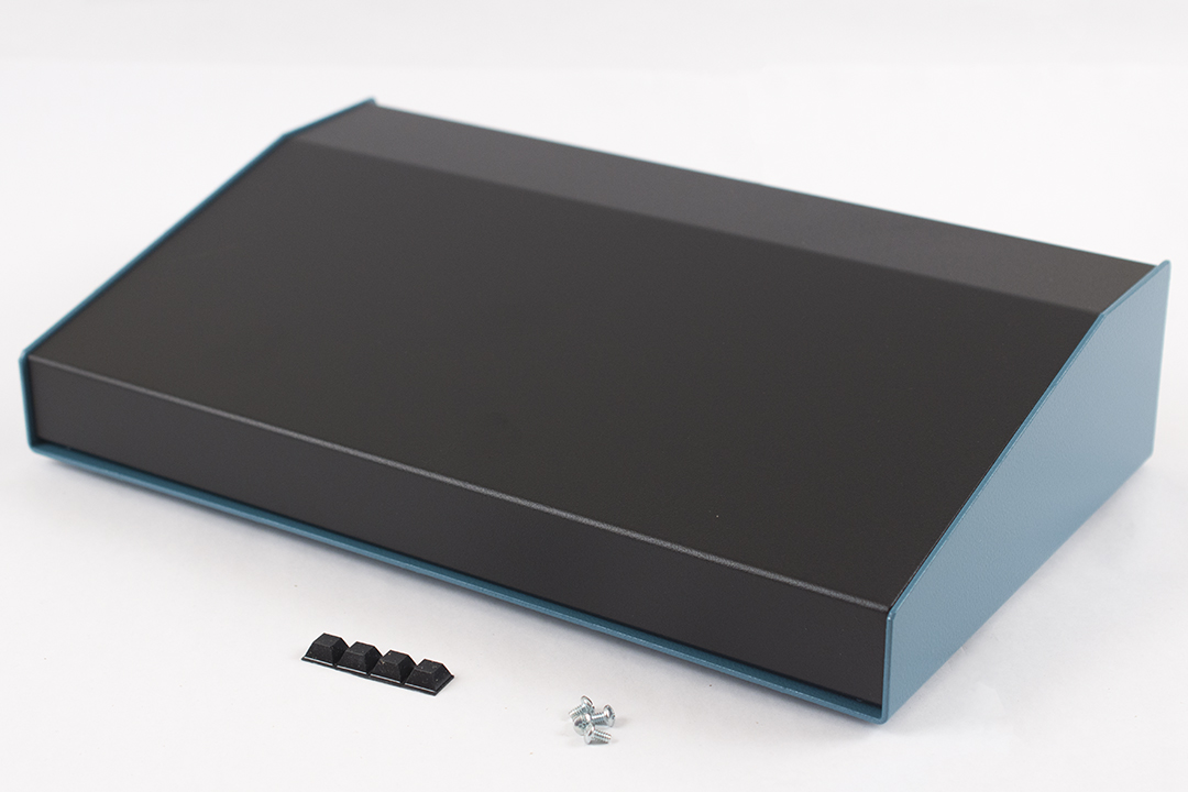1456PH3BKBU — sloped metal console; 15 degree; black top; blue case