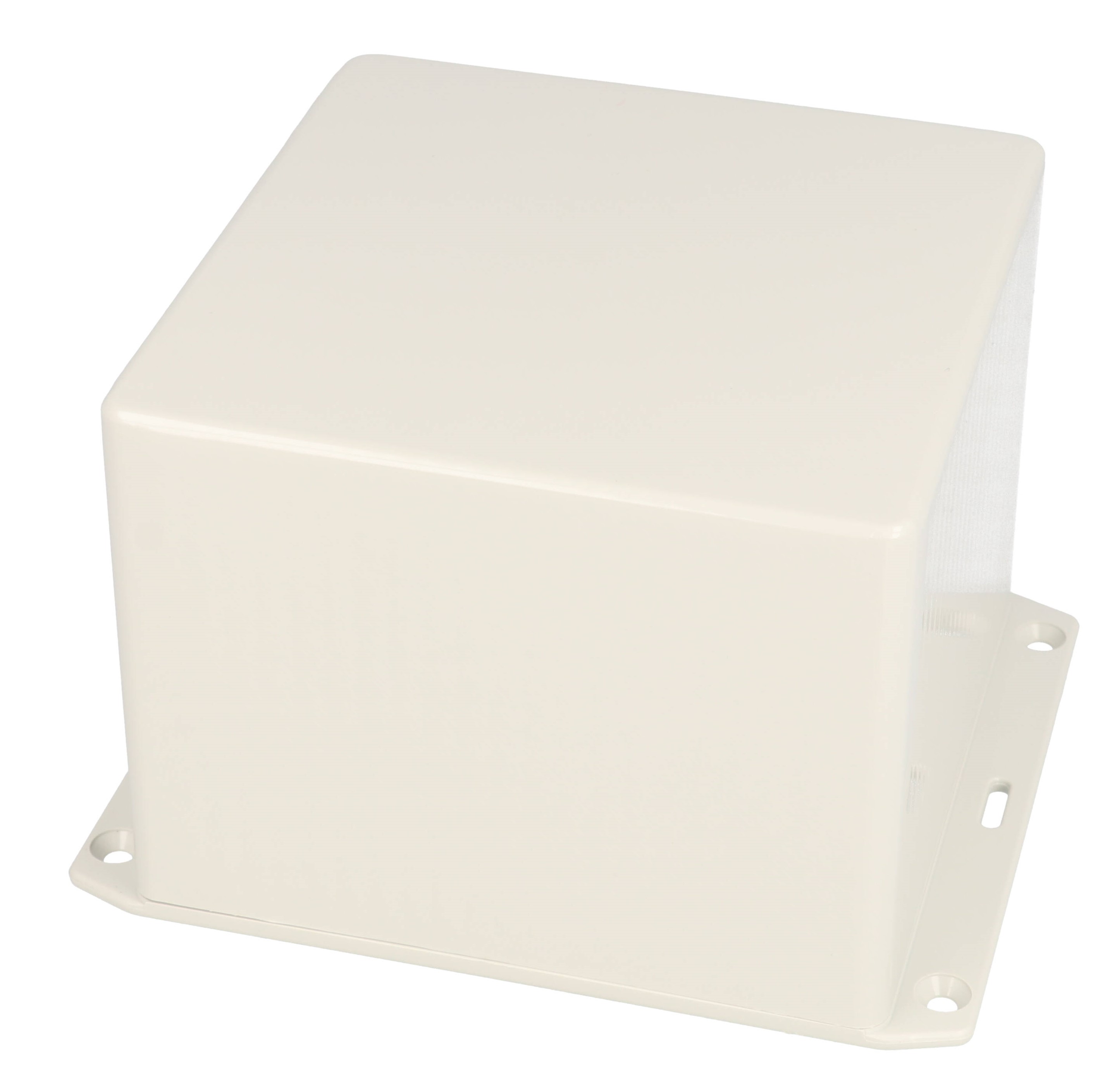 1591VFLGY light gray ABS plastic enclosure with flanged lid, 120 x 120 x 94 mm
