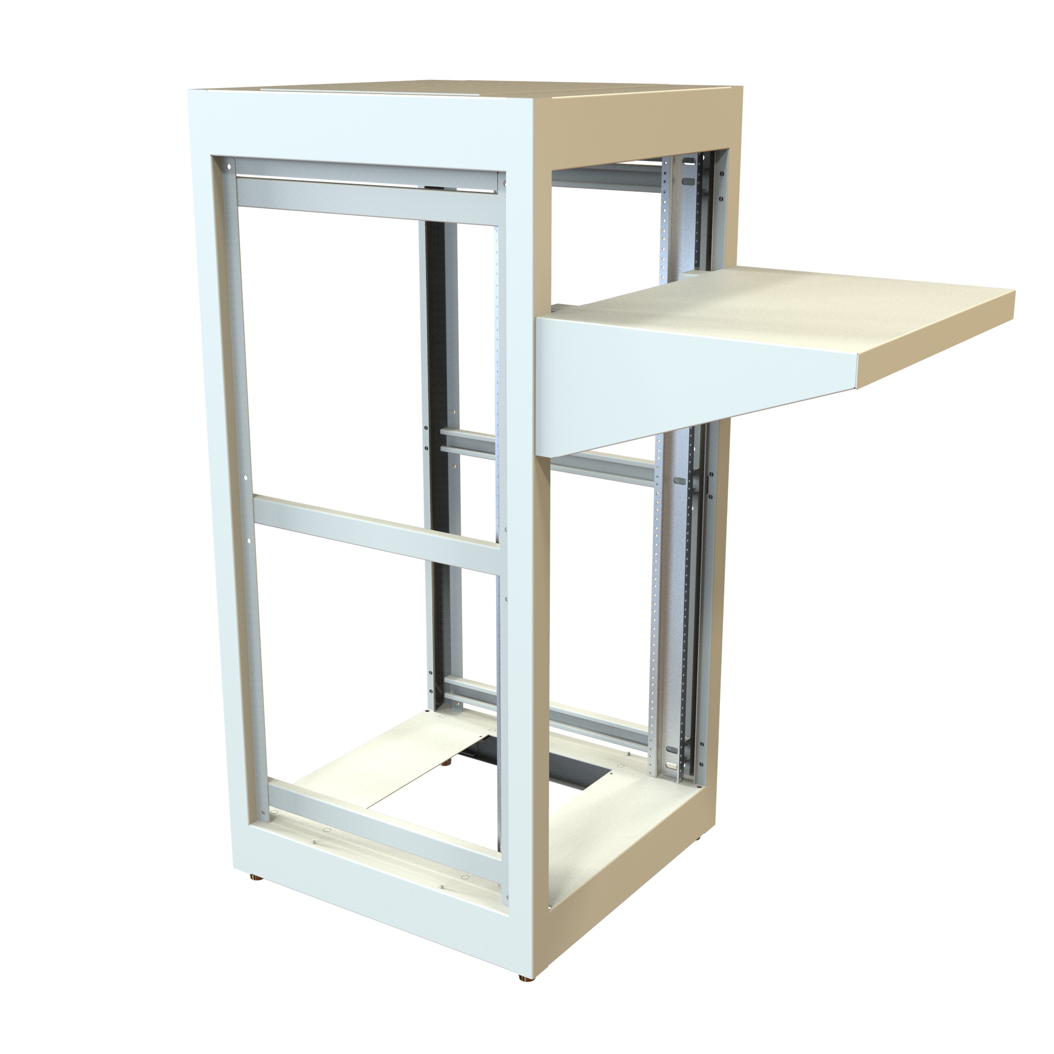 Hammond RMD1923LG 1U light gray steel rack mount desk with fixed writing shelf and 19-inch mounting brackets