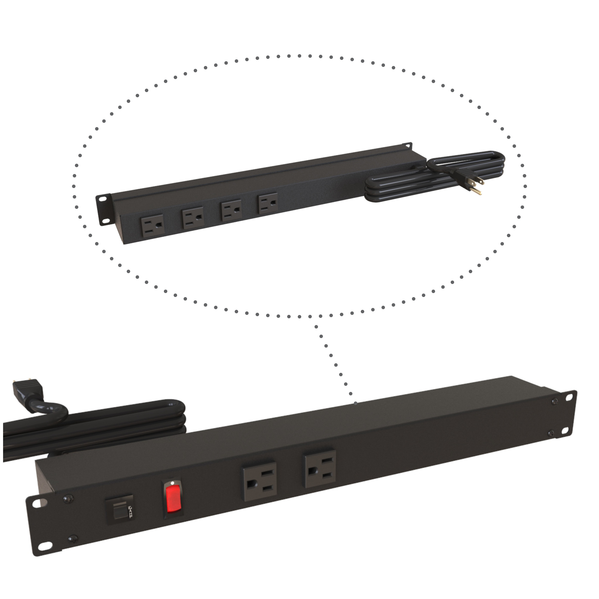 1U 6-Outlet Front and Rear Rack PDU, 15A