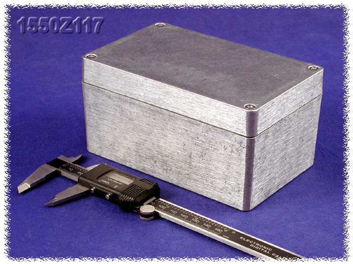 Hammond 1550Z117 natural unpainted watertight diecast aluminum enclosure, 160 x 100 x 81 mm, with lid and cover screws