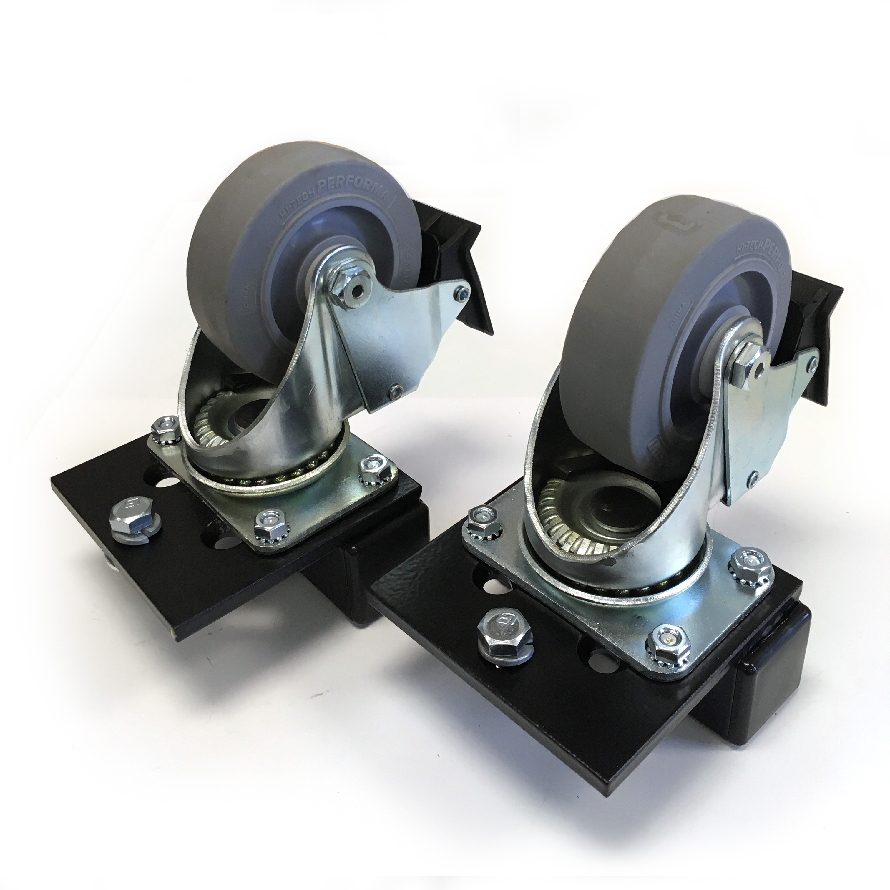 Hammond CCSTL low-profile locking swivel cabinet caster with 3.50 in grey composite wheel and black textured C2 mounting bracket